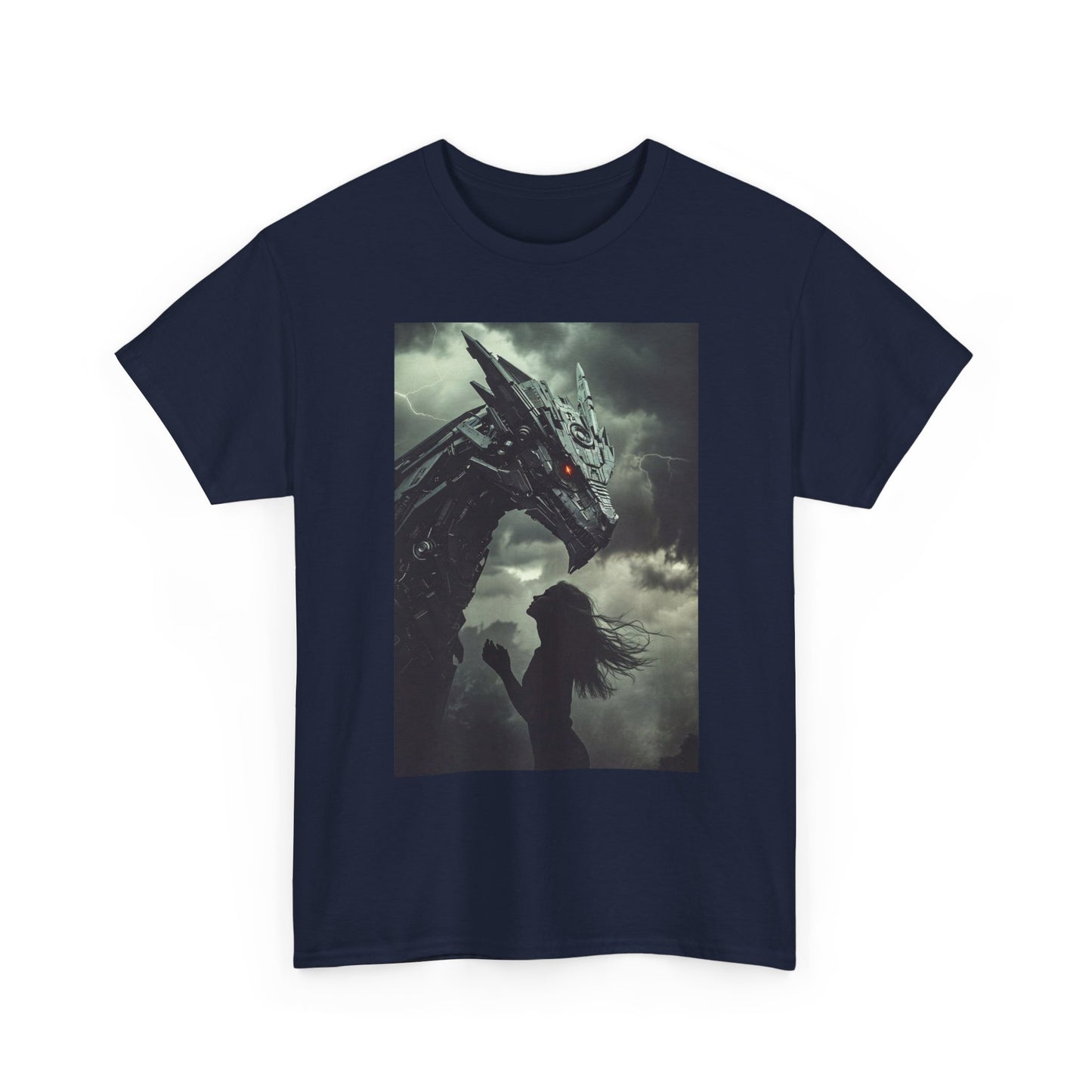 Dragon & Girl Fantasy T-Shirt — Dark Mythical Art Tee