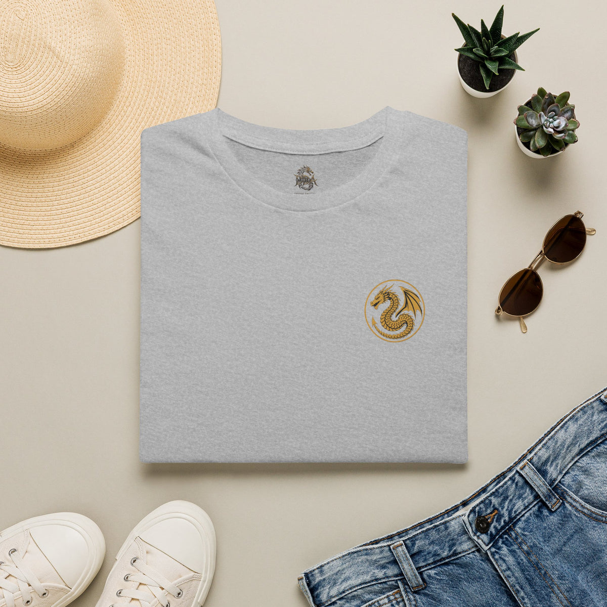 A # 1 Selling Divine Dragon Armor Pocket T-Shirt — Vintage Gold Emblem Tee