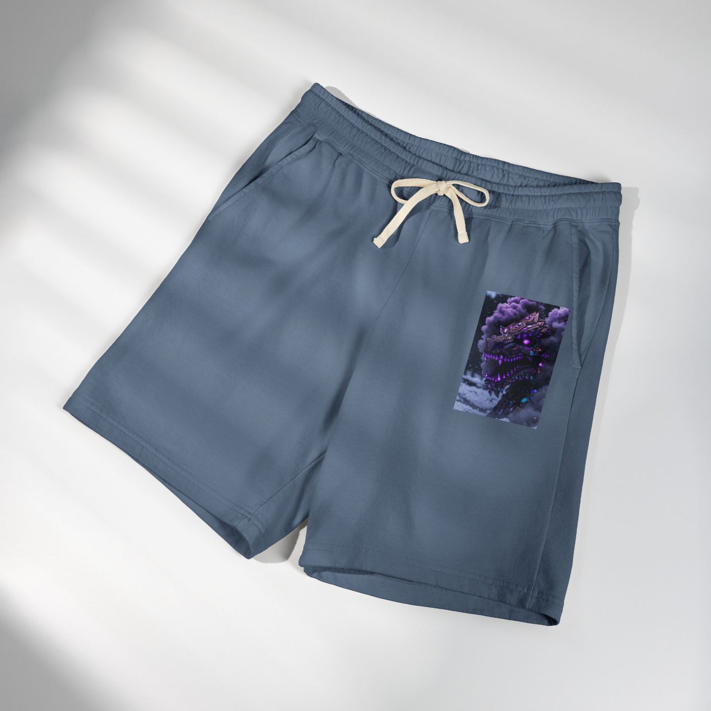 Lightweight Fleece Sweat Shorts with Purple Floral Pocket Print