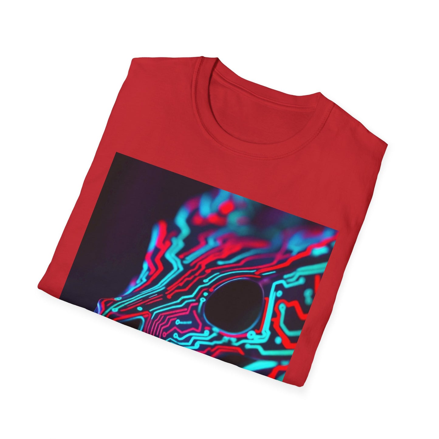 Neon Cyber Skull T-Shirt — Vaporwave Glitch Art Tee