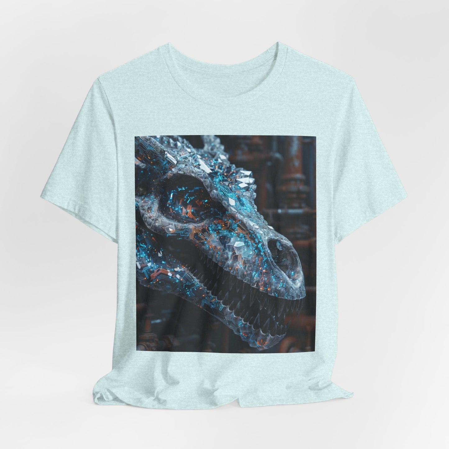 Dragon Skull Graphic Tee — Iridescent Fossil Art T-Shirt