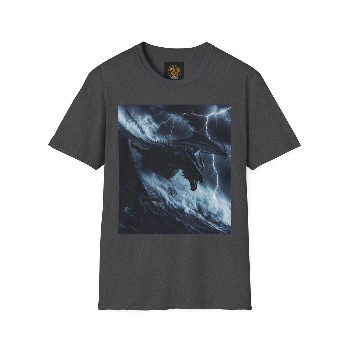 A Stormy Oceanic Dragon T-Shirt — Dark Ocean Lightning Graphic Tee