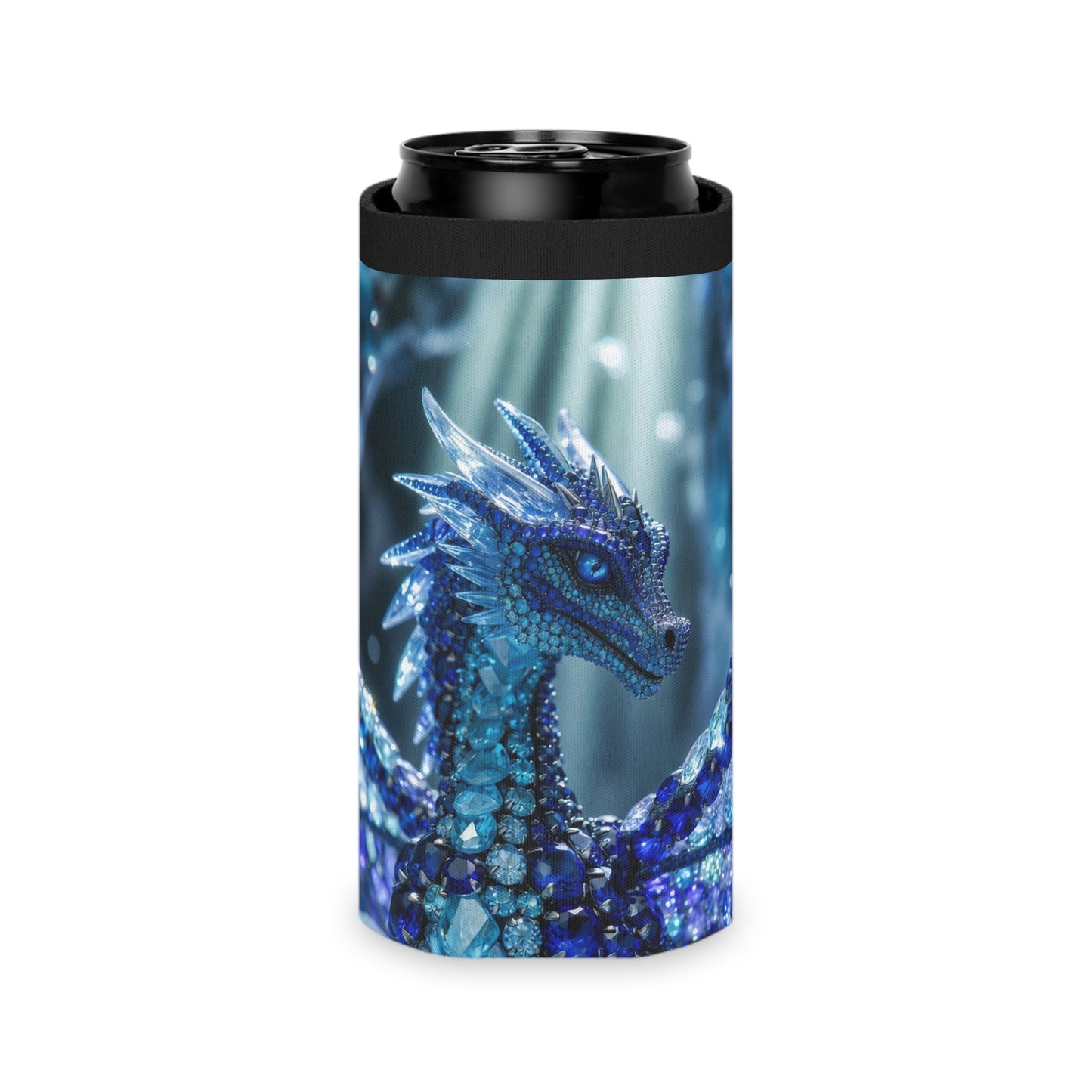 Blue Crystal Dragon Can Cooler – Insulated Beverage Koozie