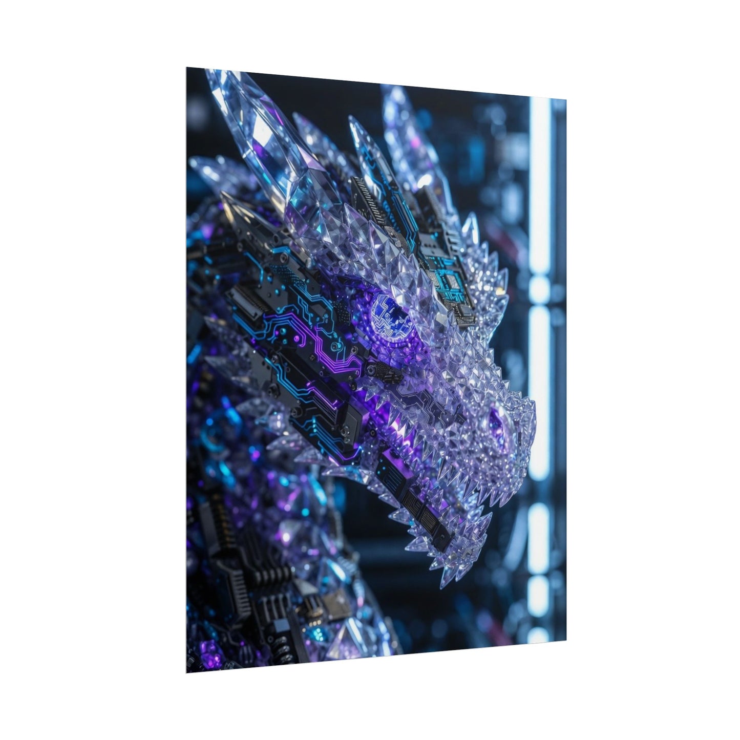 Rolled Poster — Cyber Crystal Dragon Art Print