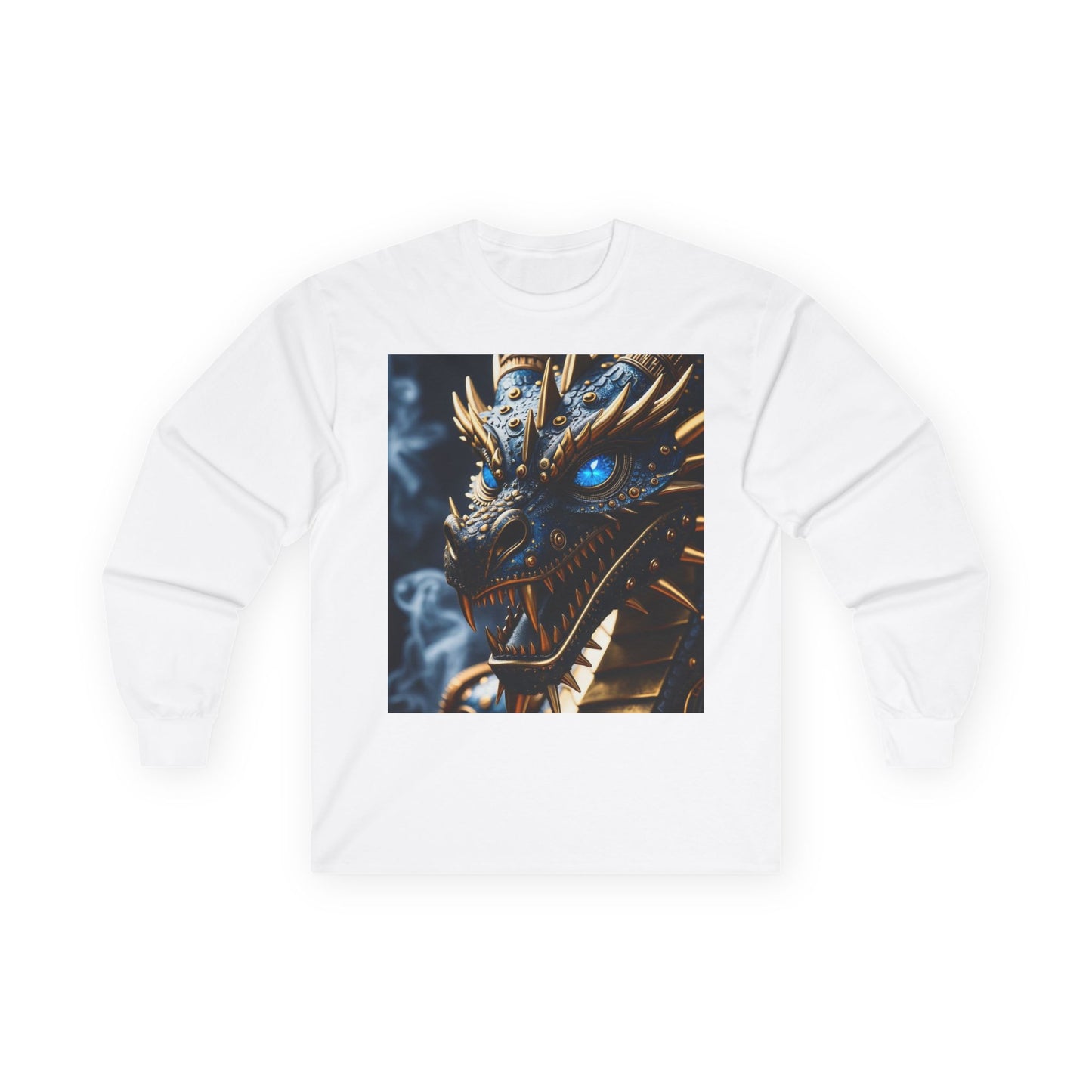 Dragon Graphic Long Sleeve Tee — Blue Eye Fantasy Dragon Shirt