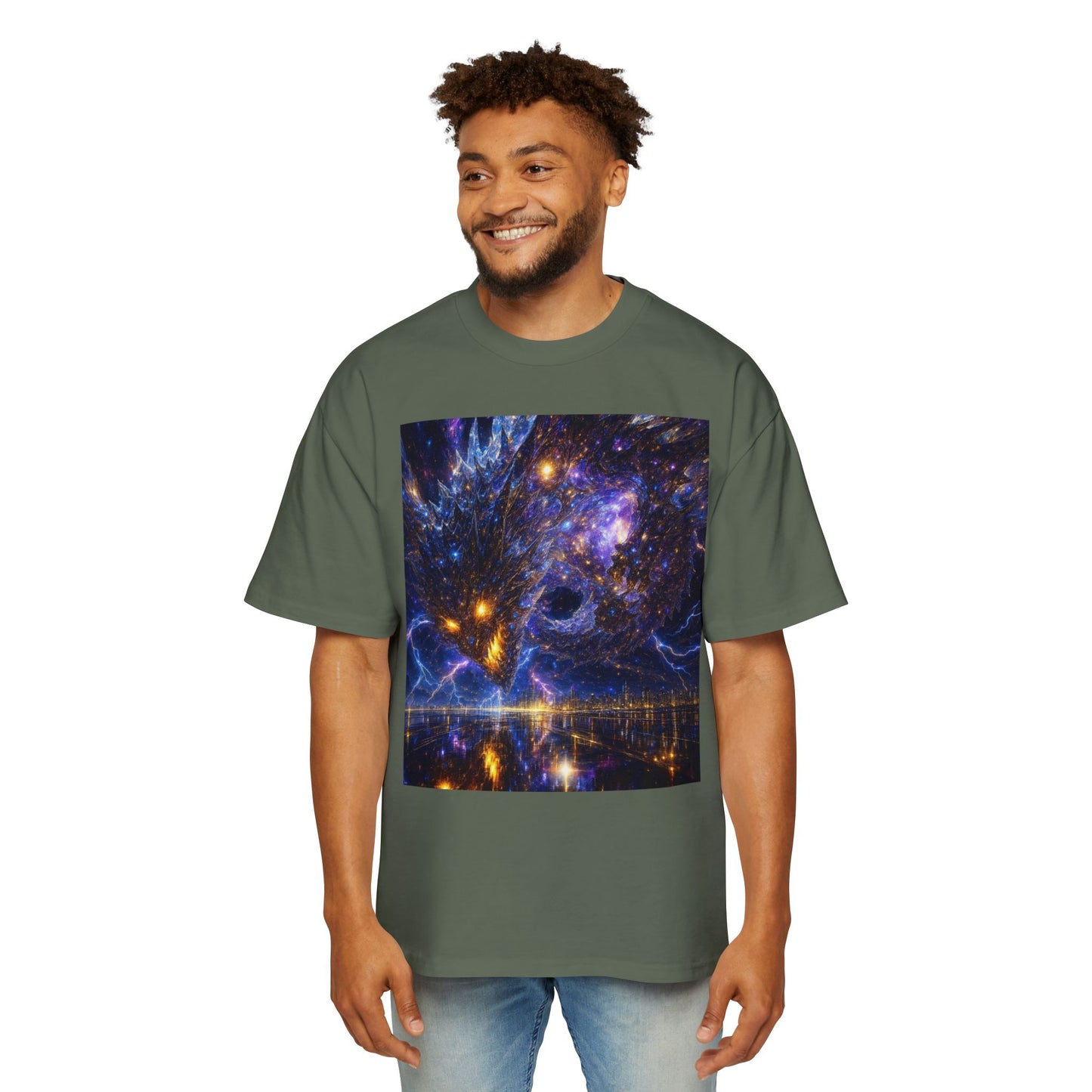 Men's Oversized Cosmic Art Tee - Unique Space Graphic T-Shirt for Casual Wear, Sci-Fi Lovers, Gift for Birthdays, Festivals, Art Enthusiasts