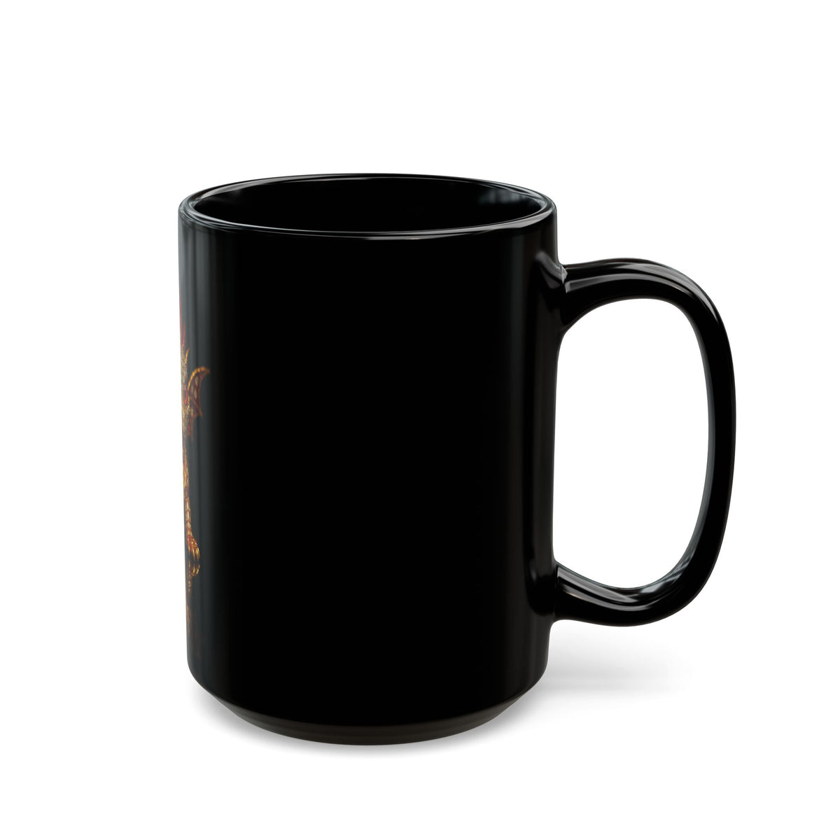 A Red Ruby Dragon Design Black Mug - 11oz & 15oz