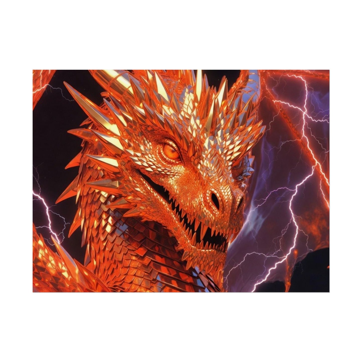 Orange Lightning Dragon Poster — Fantasy Wall Art for Gamers & Fans