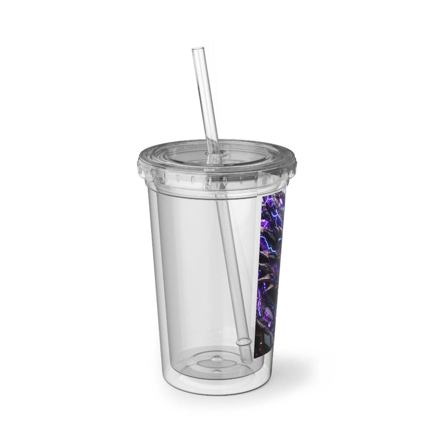 Dragon Storm Acrylic Tumbler – Purple Lightning Fantasy Cup