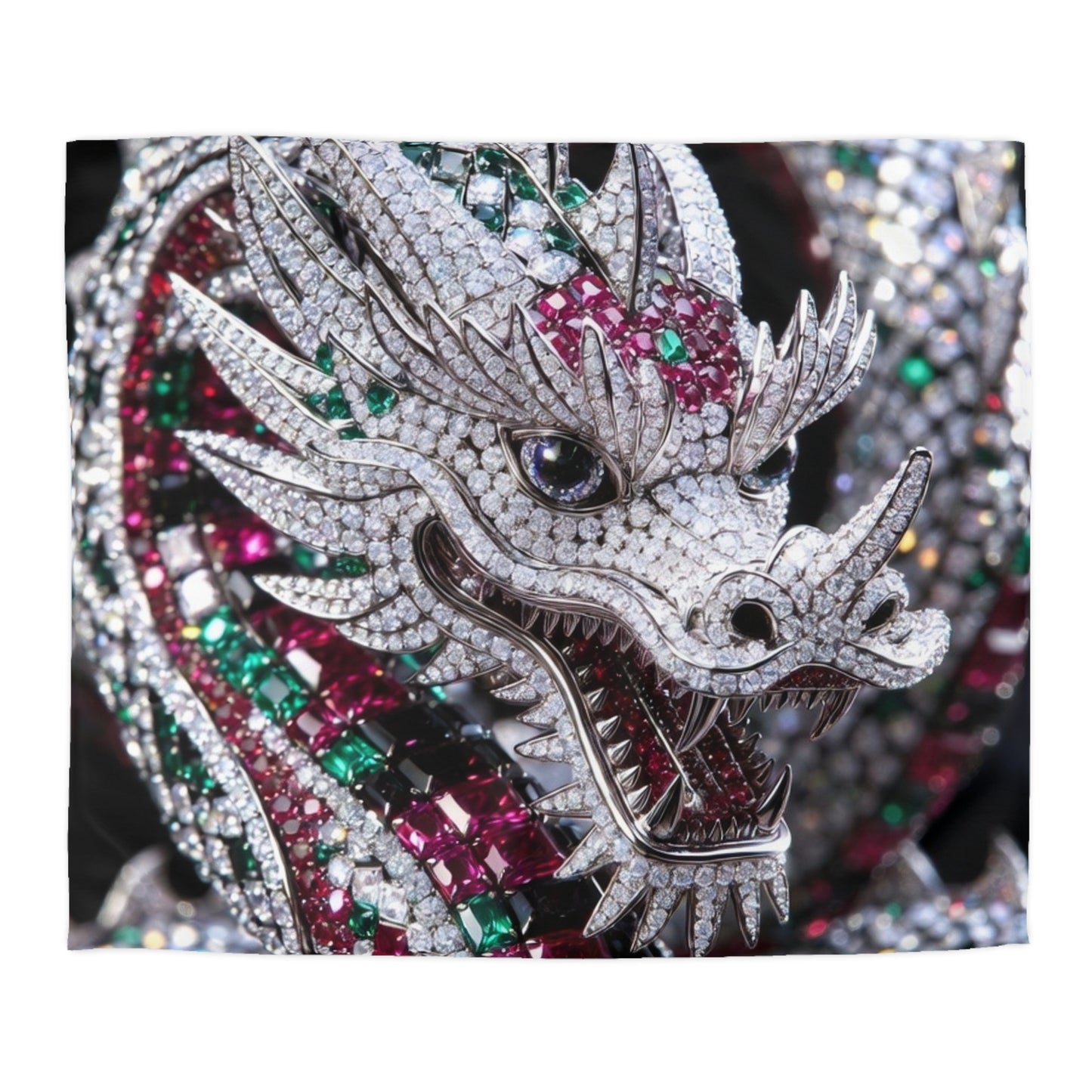 Dragon Jewel Microfiber Duvet Cover — Sparkling Gemstone Dragon Bedding