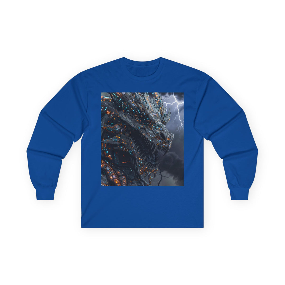 A Long Sleeve Tee — Moody Ocean Cliff Photo Pocket Print