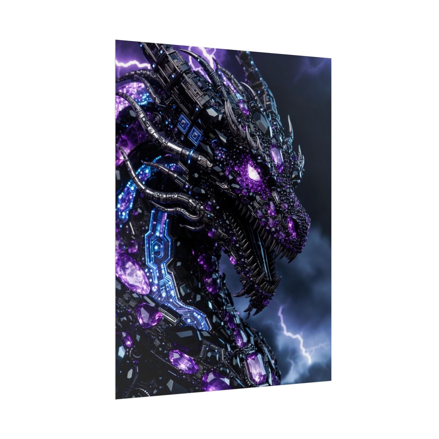 Rolled Poster — Cyberpunk Dragon Storm Art Print