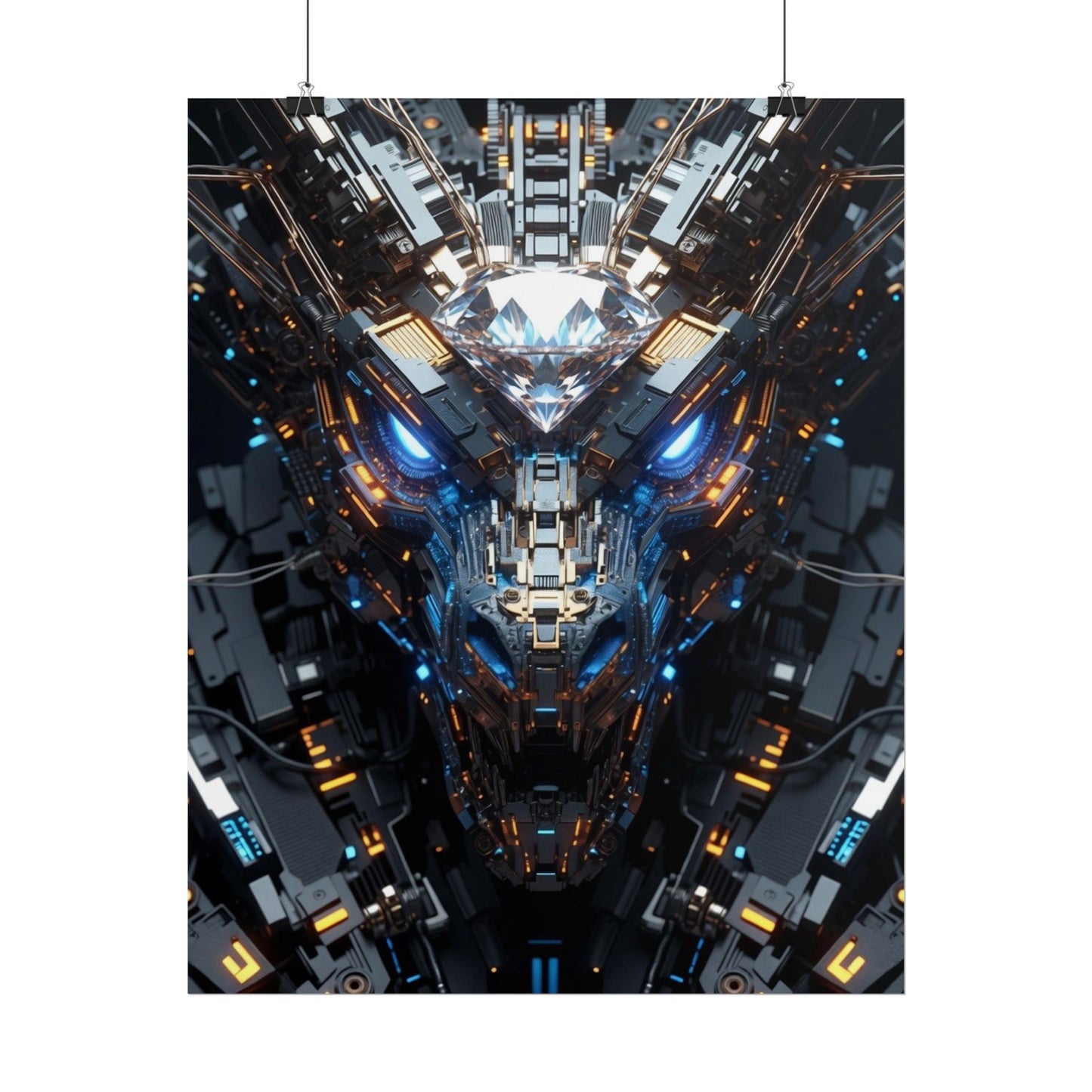 Futuristic Mech Dragon Poster – Cybernetic Robot Art Print