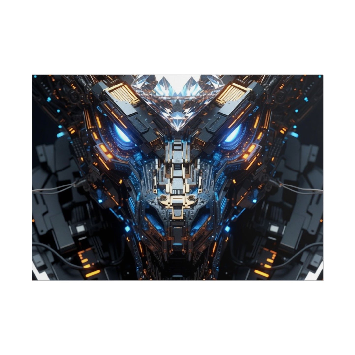 Futuristic Mech Dragon Poster – Cybernetic Robot Art Print