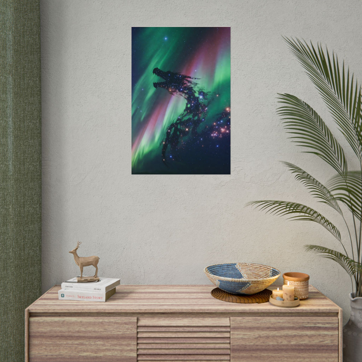 Aurora Dragon Poster — Cosmic Northern Lights Wall Art (Rolled Poster)