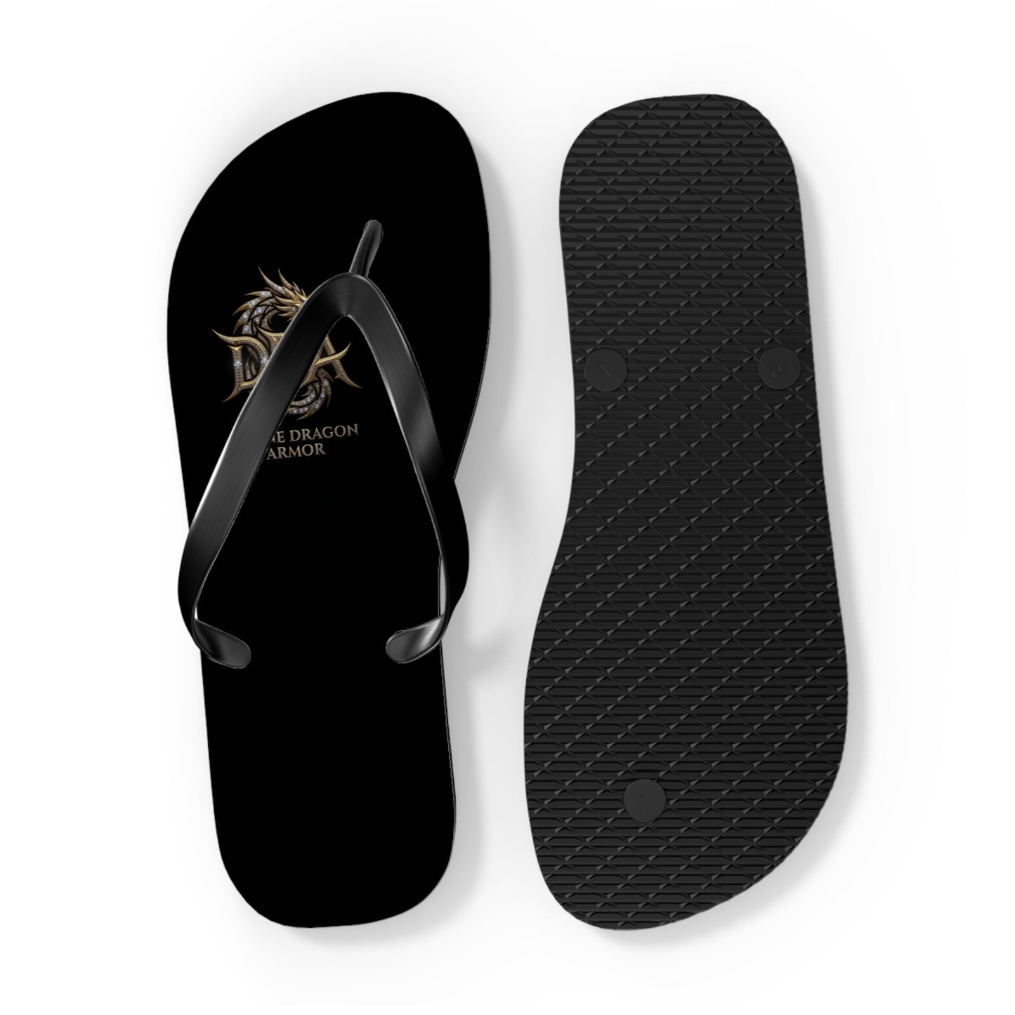 Dragon Armor Flip Flops – Black Fantasy Shield Beach Sandals