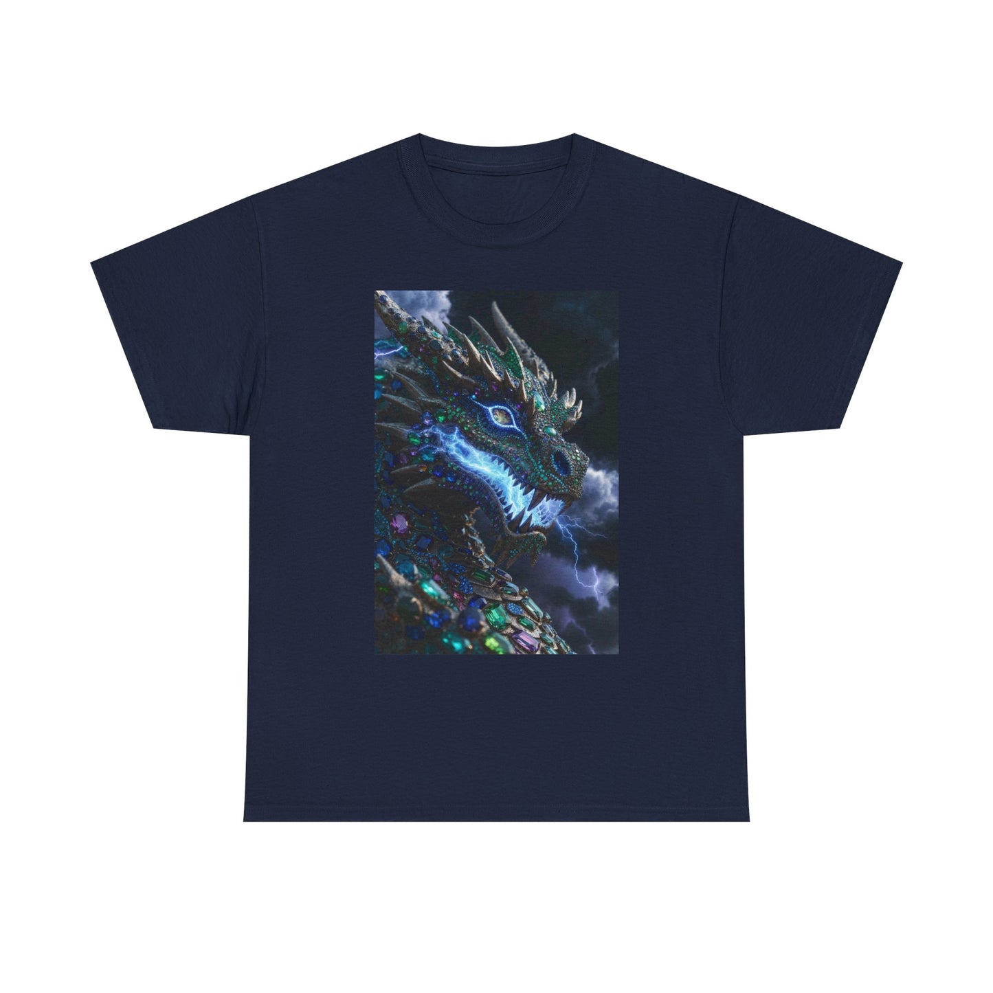 Dragon Portrait T‑Shirt — Neon Blue Fantasy Dragon Graphic Tee
