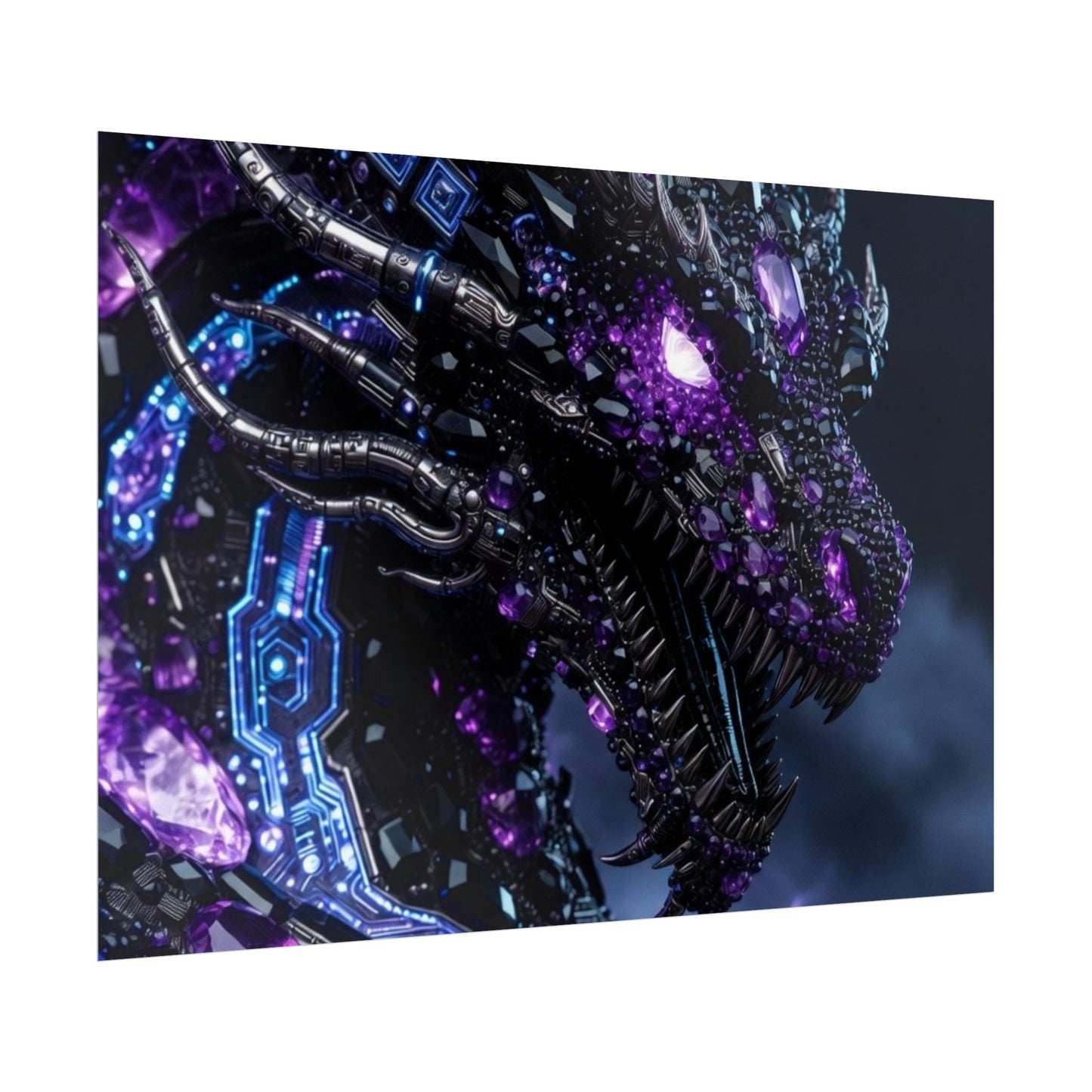 Rolled Poster — Cyberpunk Dragon Storm Art Print