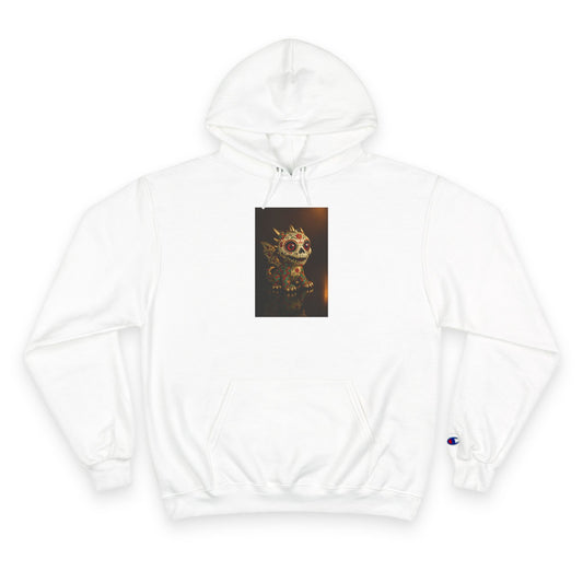 Skull Graphic Champion Hoodie, Cozy Sweatshirt, Halloween Gift, Casual Wear, Unique Design, Trendy Fashion