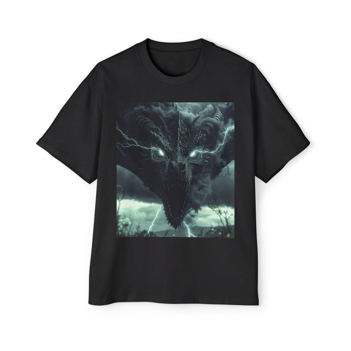 A Storm Dragon Graphic Tee — Dark Fantasy Oversized Men's T-Shirt