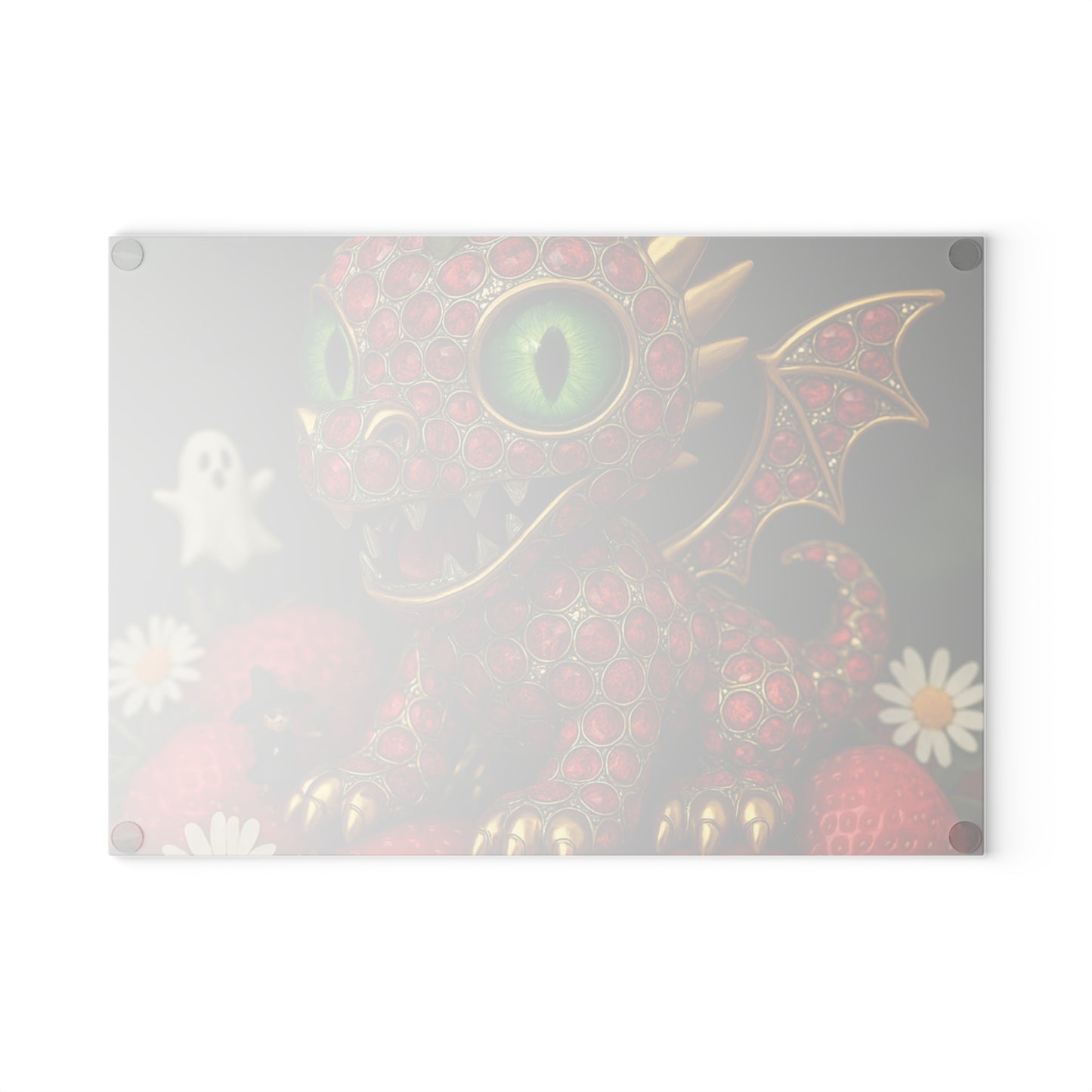 Whimsical Dragon Cutting Board - Fun Kitchen Decor, Gift for Chefs, Unique Housewarming Present, Cute Home Accessory, Strawberry Design