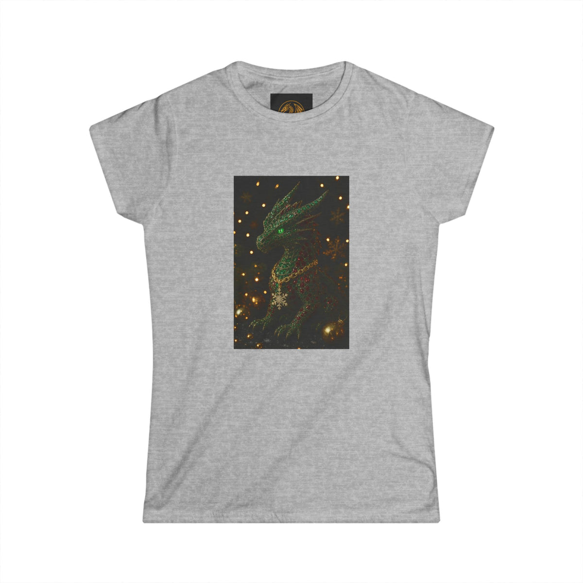 A Magical Christmas Women’s Tee — Emerald Dragon & Stars Graphic Shirt