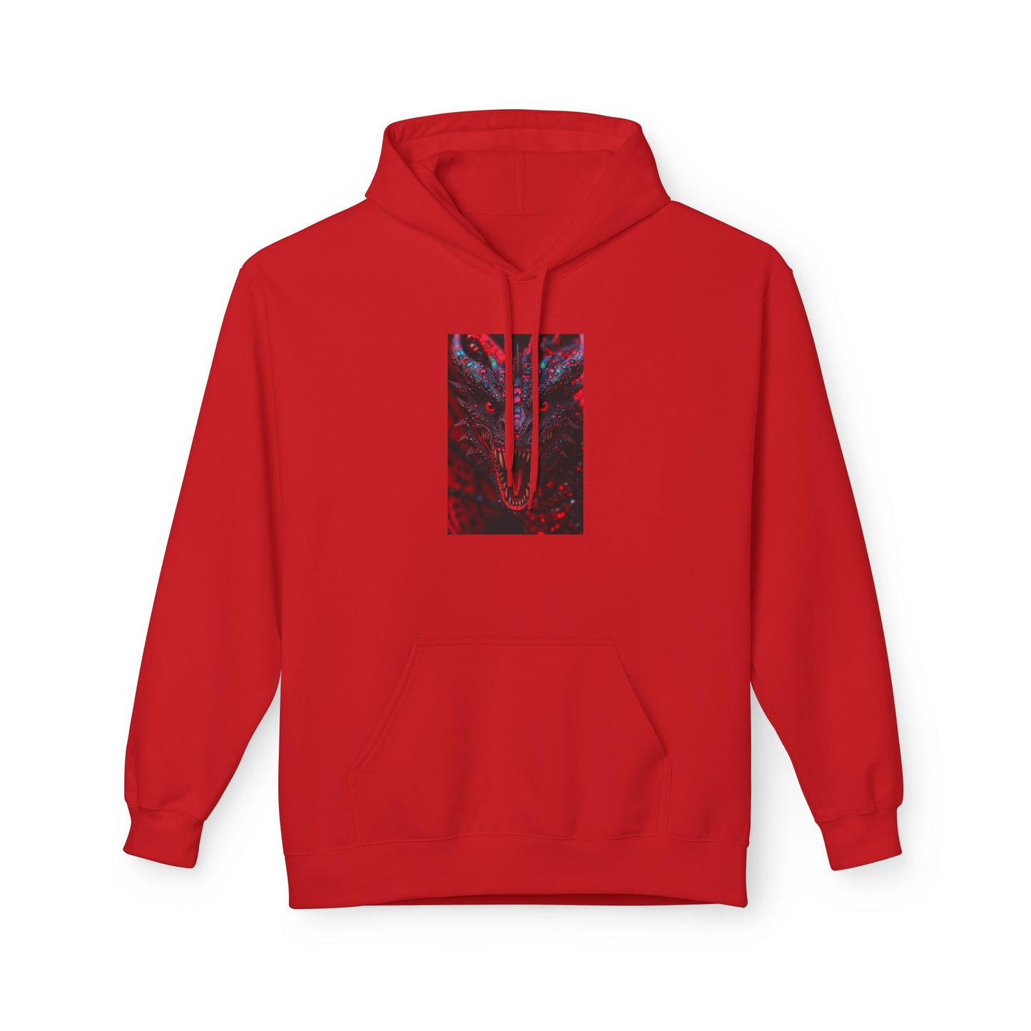 Abstract Red Dragon Marble Hoodie — Minimal Center Art Pullover