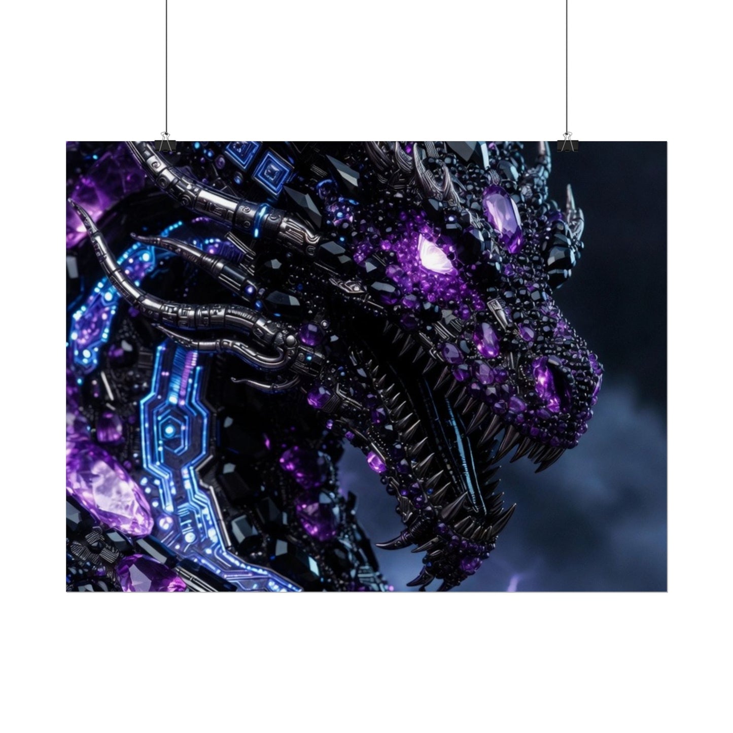 Rolled Poster — Cyberpunk Dragon Storm Art Print