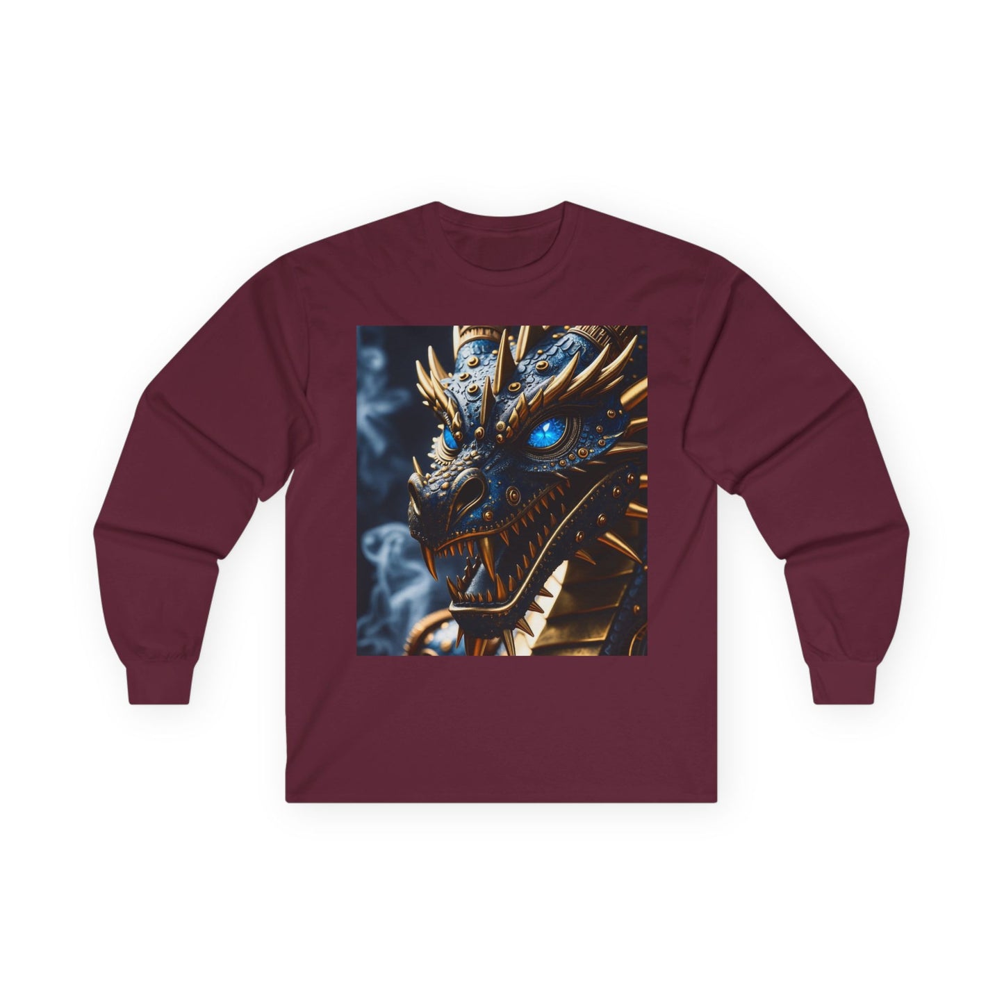 Dragon Graphic Long Sleeve Tee — Blue Eye Fantasy Dragon Shirt