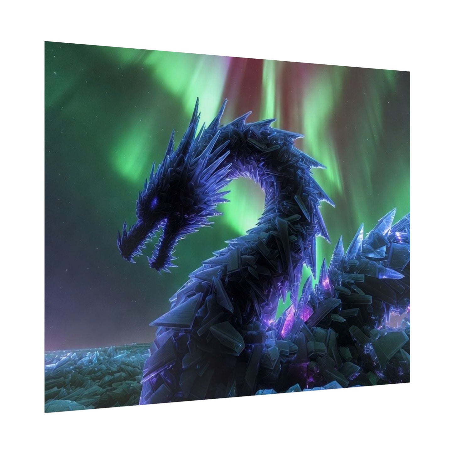 Aurora Crystal Dragon Poster — Fantasy Wall Art Print