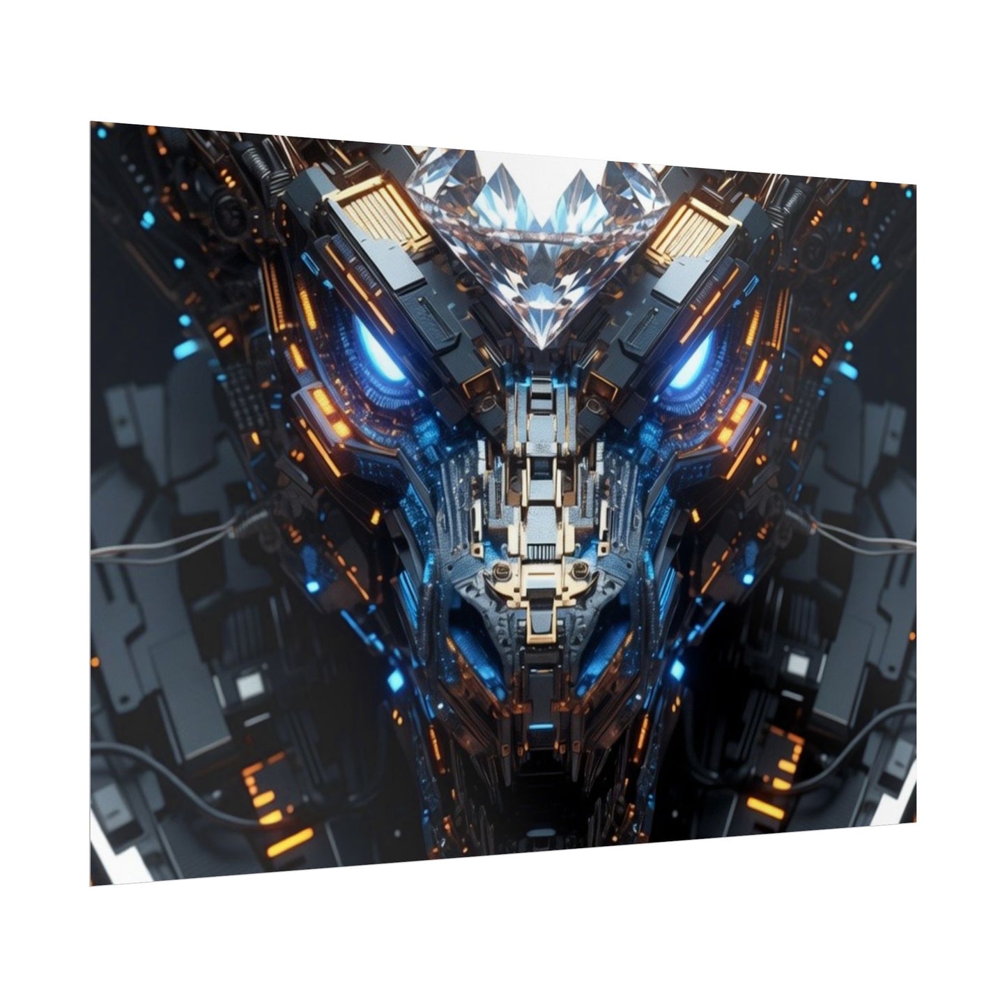 Futuristic Mech Dragon Poster – Cybernetic Robot Art Print