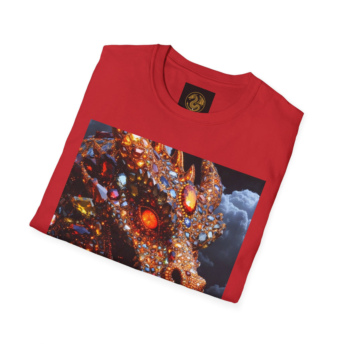 A Gemstone Dragon Head Graphic T-Shirt — Fiery Fantasy Scaly Creature Design