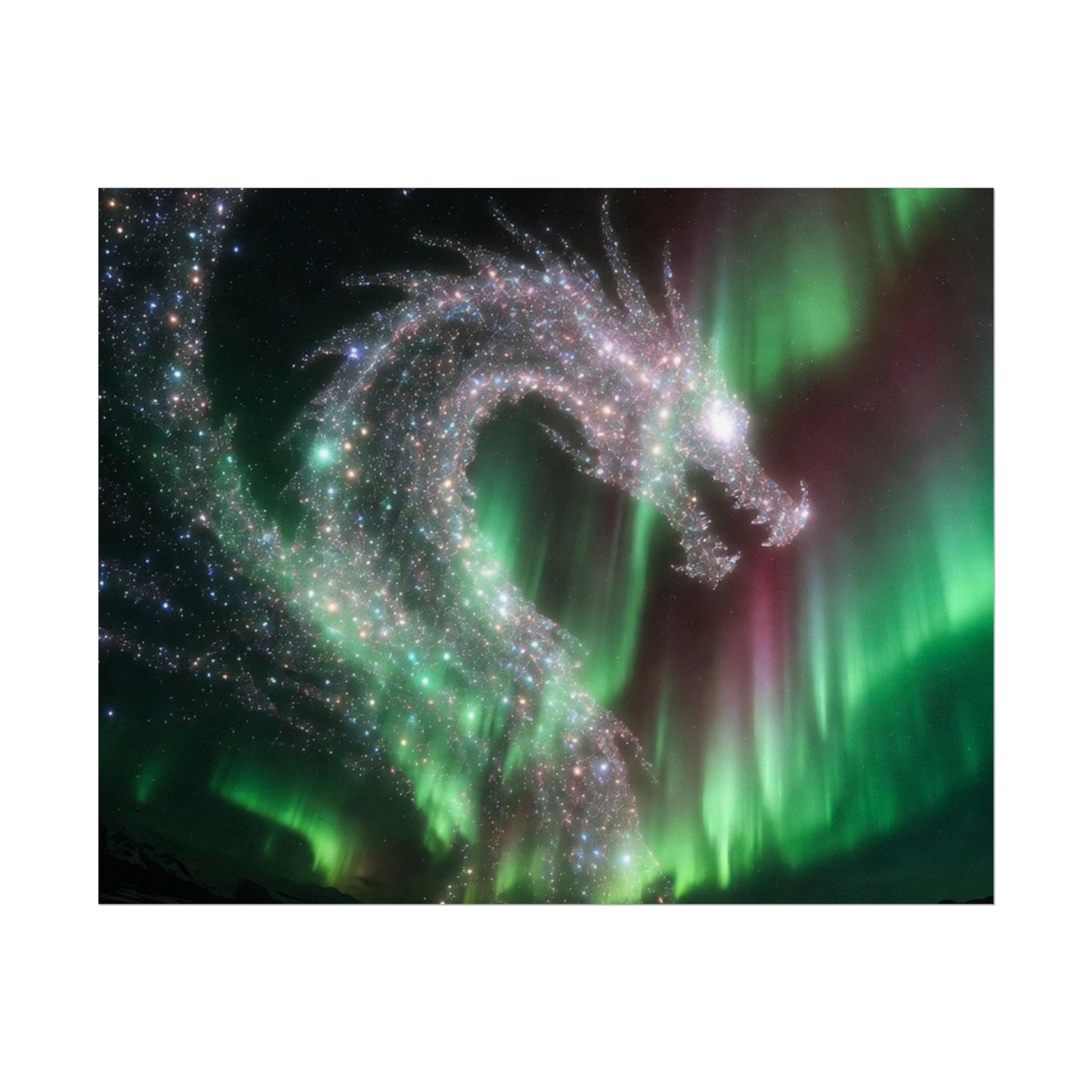 Aurora Dragon Poster — Northern Lights Fantasy Art Print