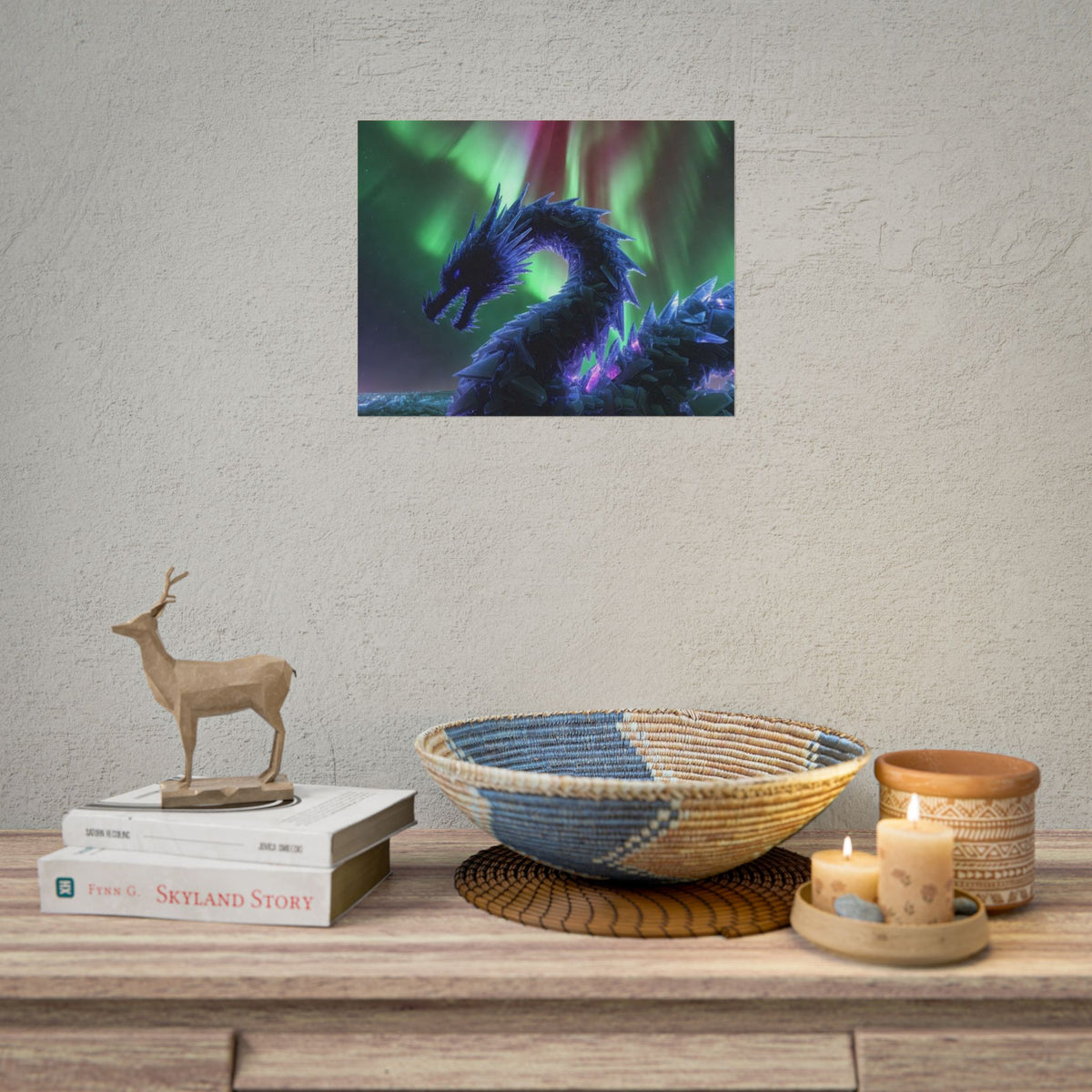 Aurora Crystal Dragon Poster — Fantasy Wall Art Print
