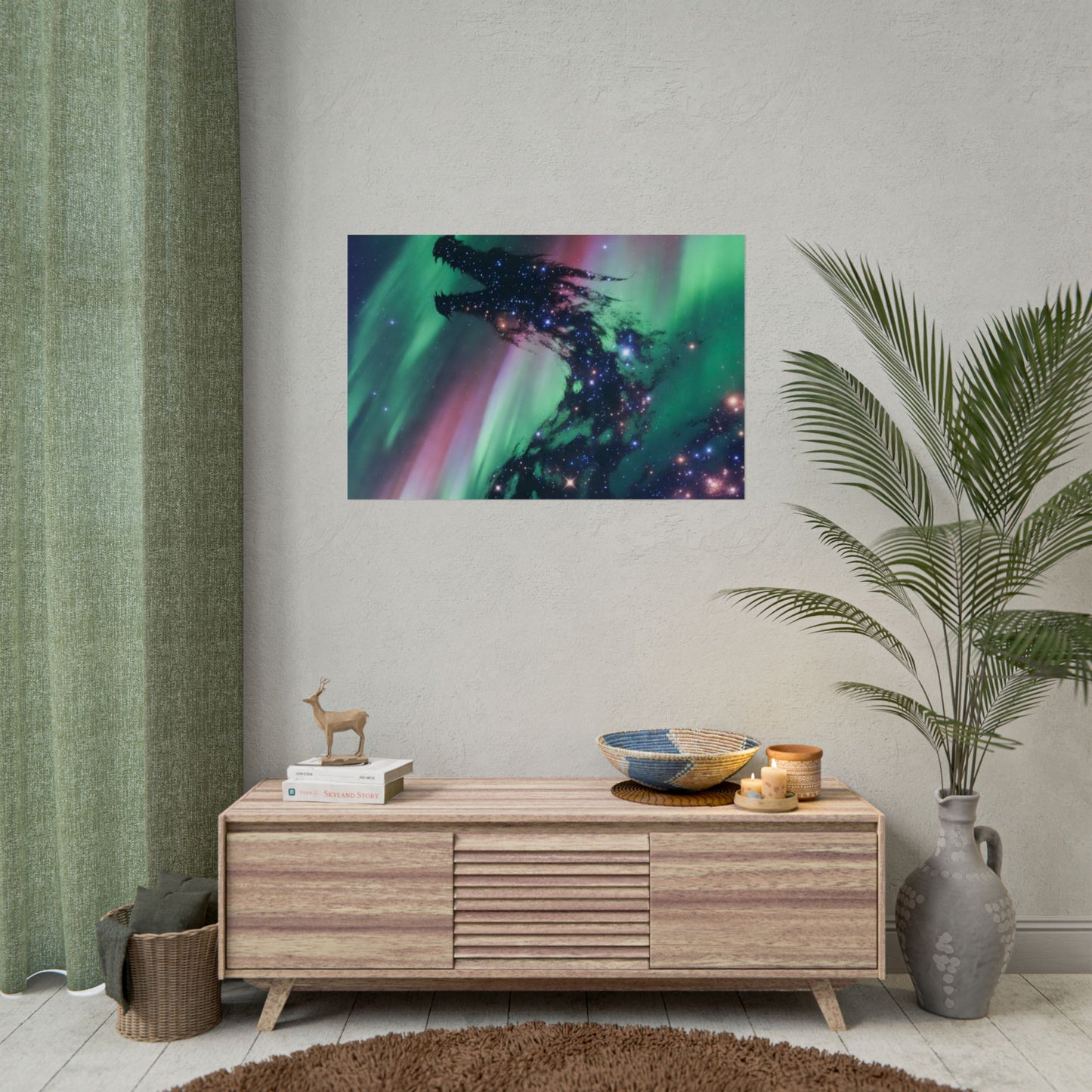 Aurora Dragon Poster — Cosmic Northern Lights Wall Art (Rolled Poster)