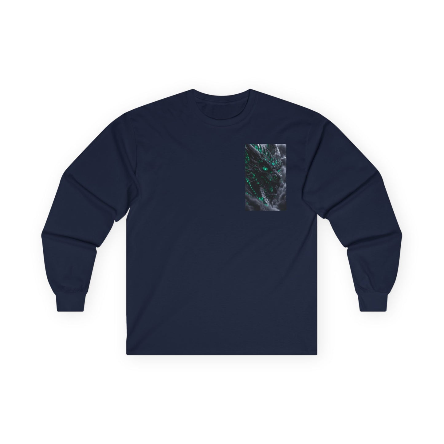 Long Sleeve Tee — Abstract Emerald Marble Pocket Design