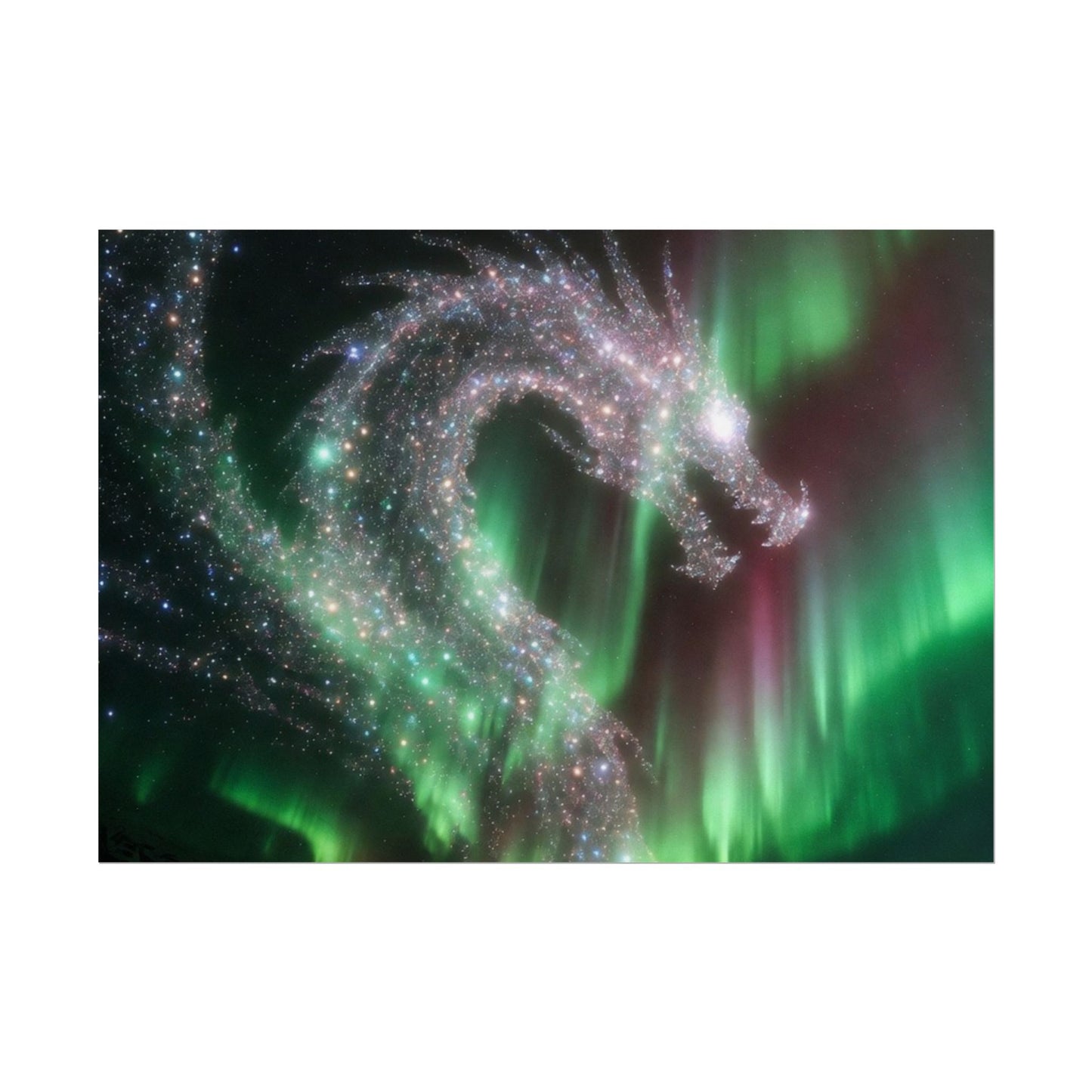 Aurora Dragon Poster — Northern Lights Fantasy Art Print