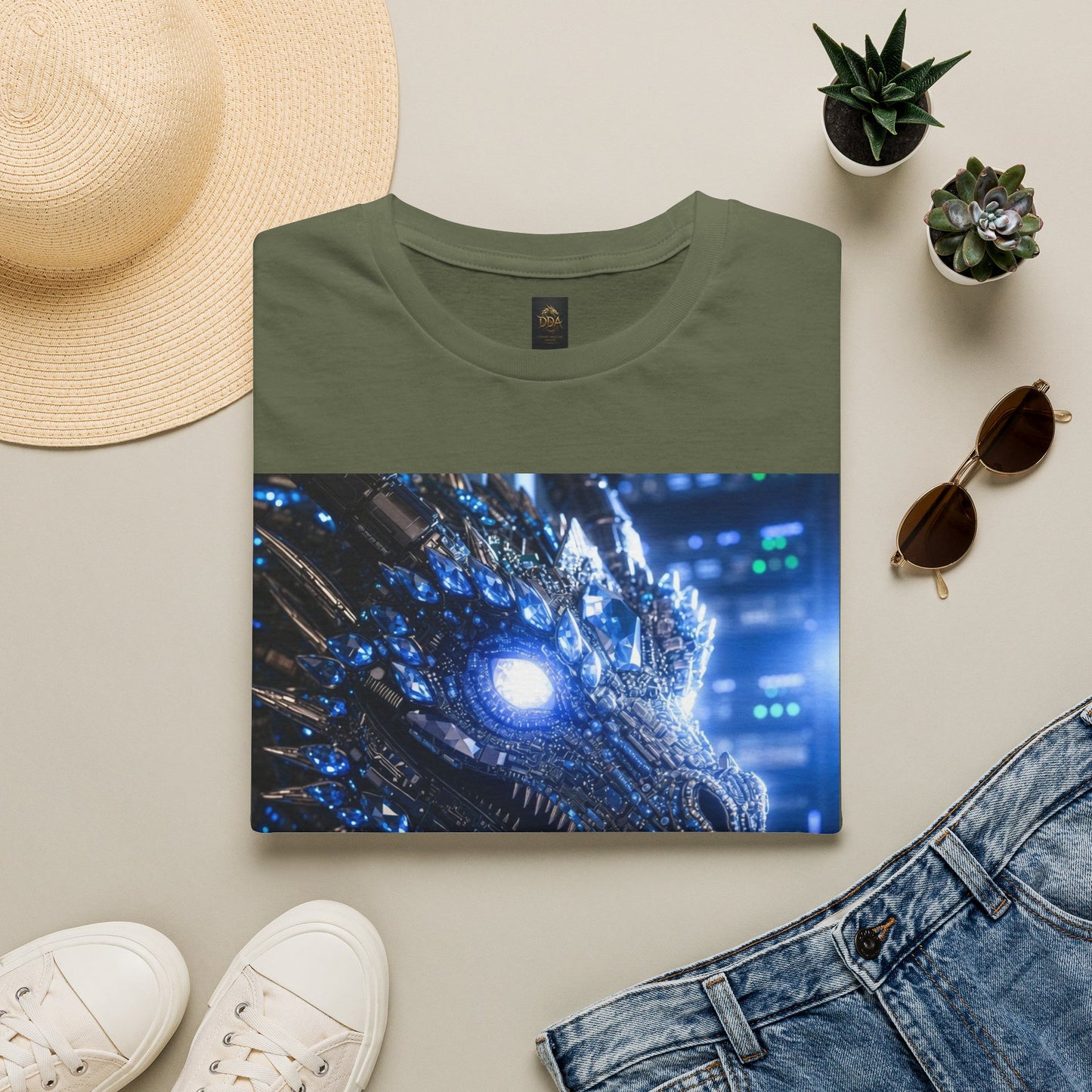 A Cyber Dragon Graphic T-Shirt — Futuristic Neon Dragon Design