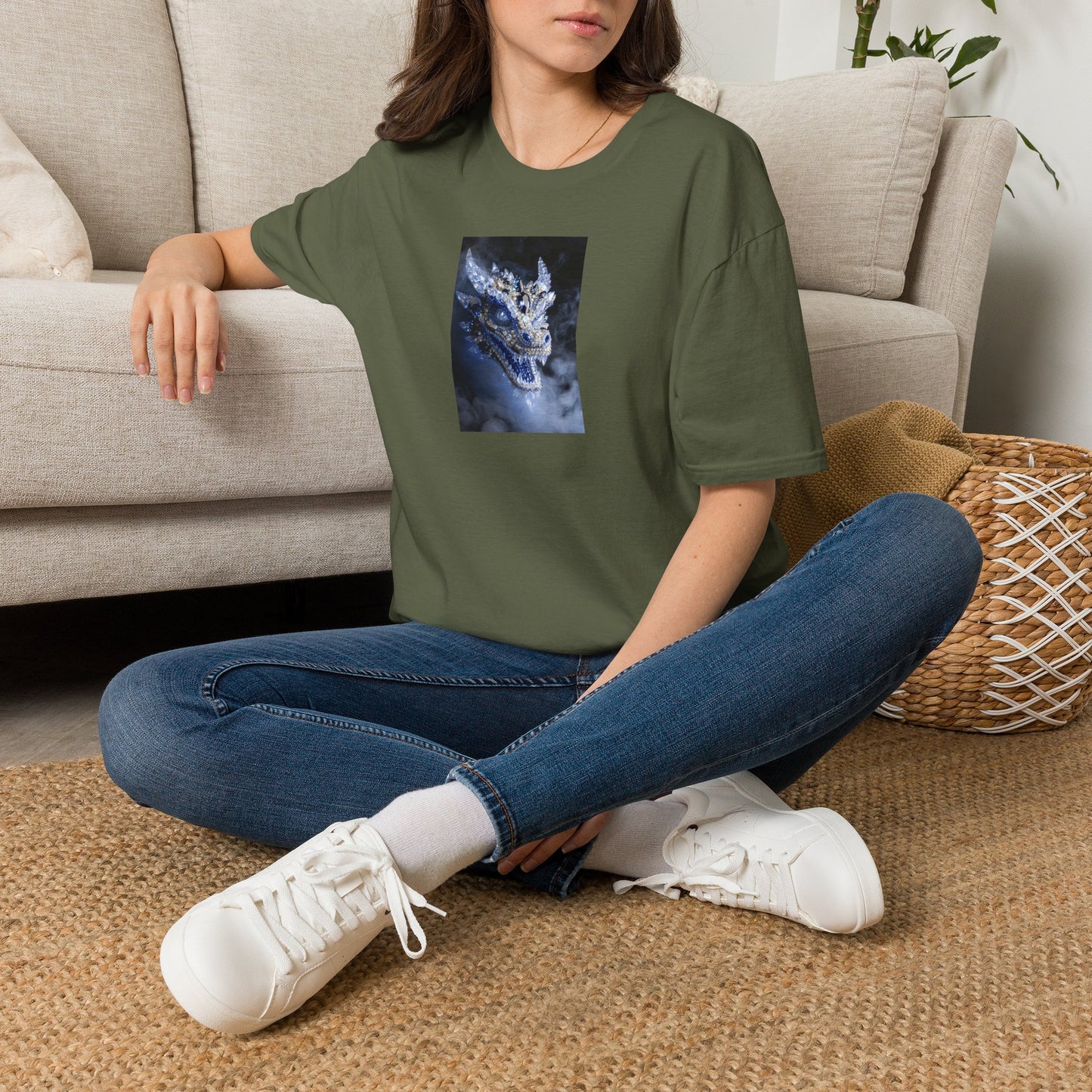 Dragon Portrait T-Shirt — Mystical Blue Dragon Art Tee