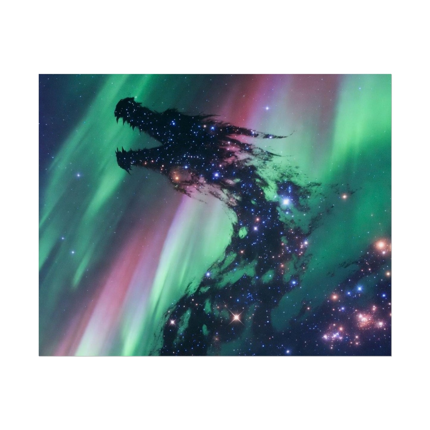 Aurora Dragon Poster — Cosmic Northern Lights Wall Art (Rolled Poster)