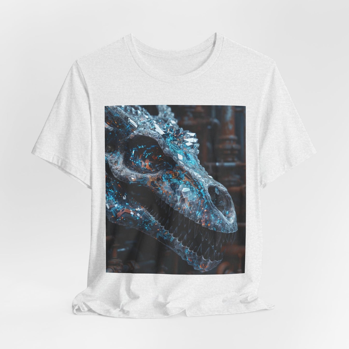 Dragon Skull Graphic Tee — Iridescent Fossil Art T-Shirt