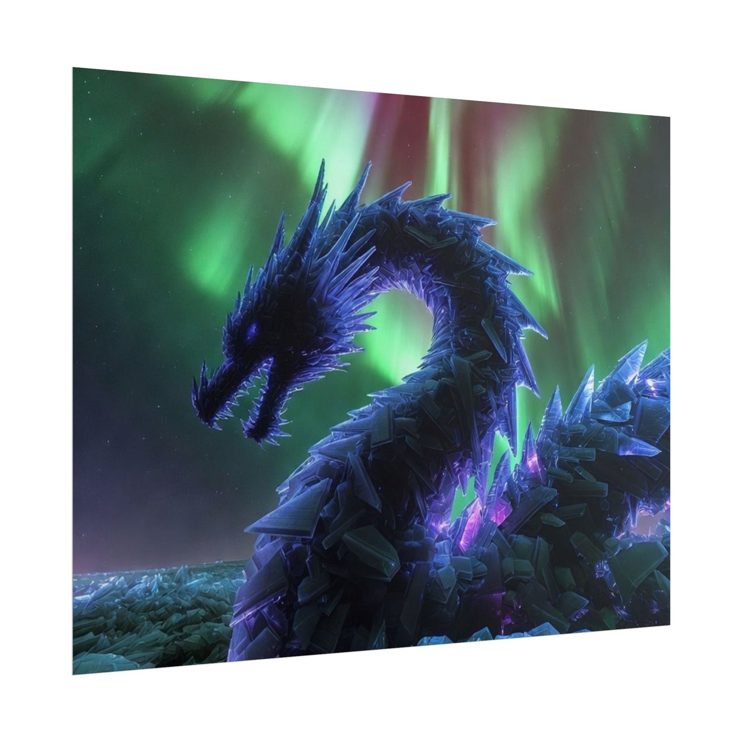 Aurora Crystal Dragon Poster — Fantasy Wall Art Print