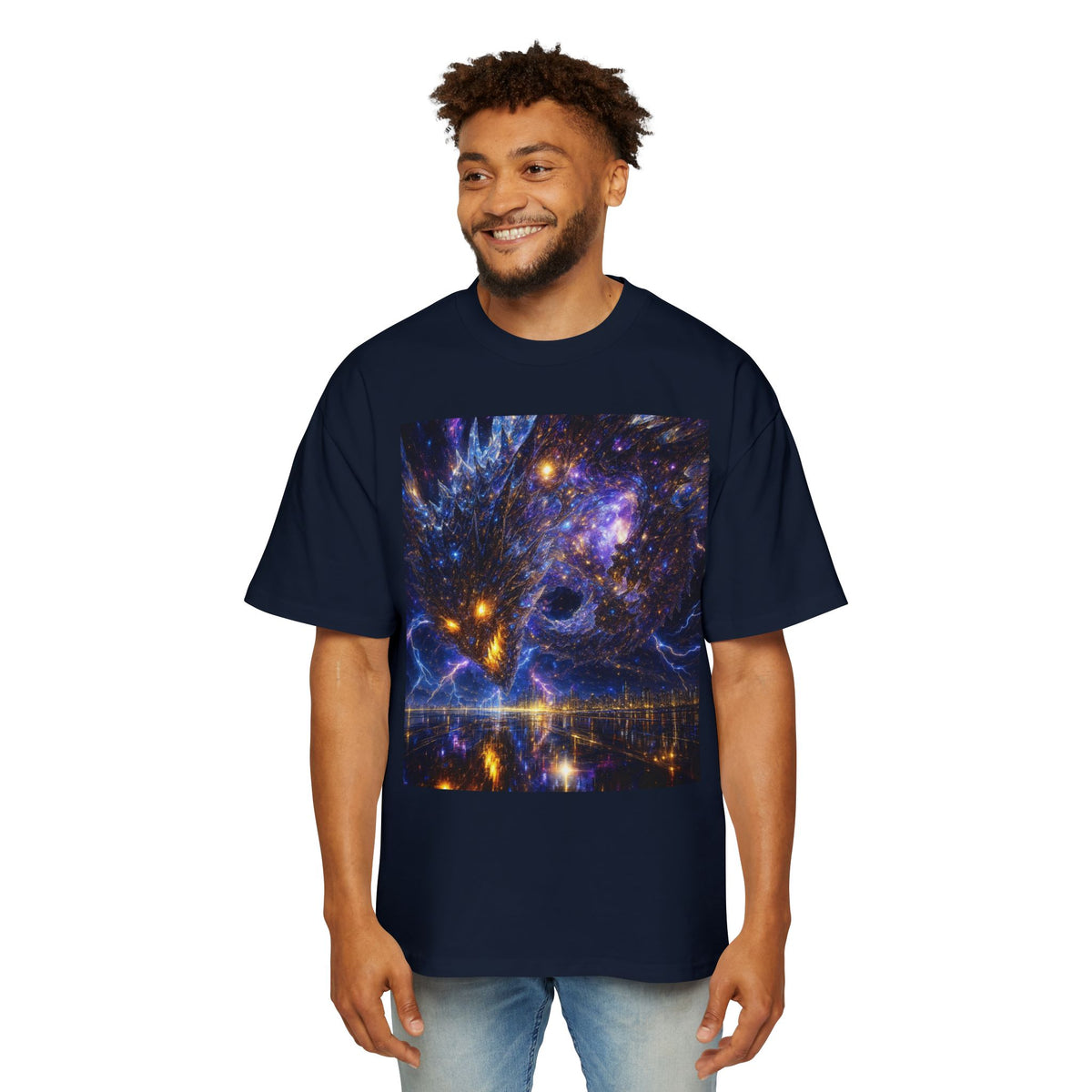 A Men's Oversized Cosmic Art Tee - Unique Space Graphic T-Shirt for Casual Wear, Sci-Fi Lovers, Gift for Birthdays, Festivals, Art Enthusiasts