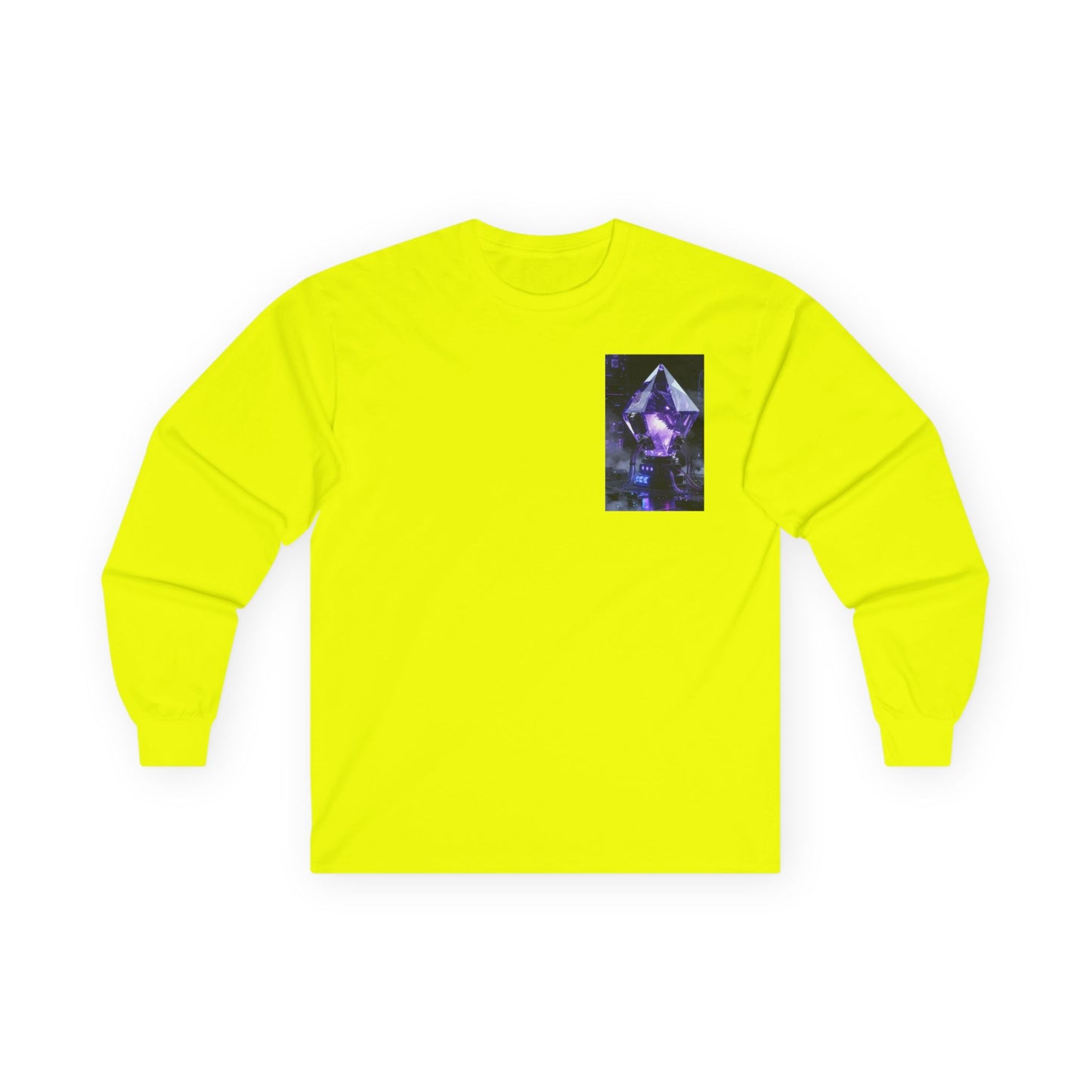 Long Sleeve Tee — Purple Crystal Skull Graphic