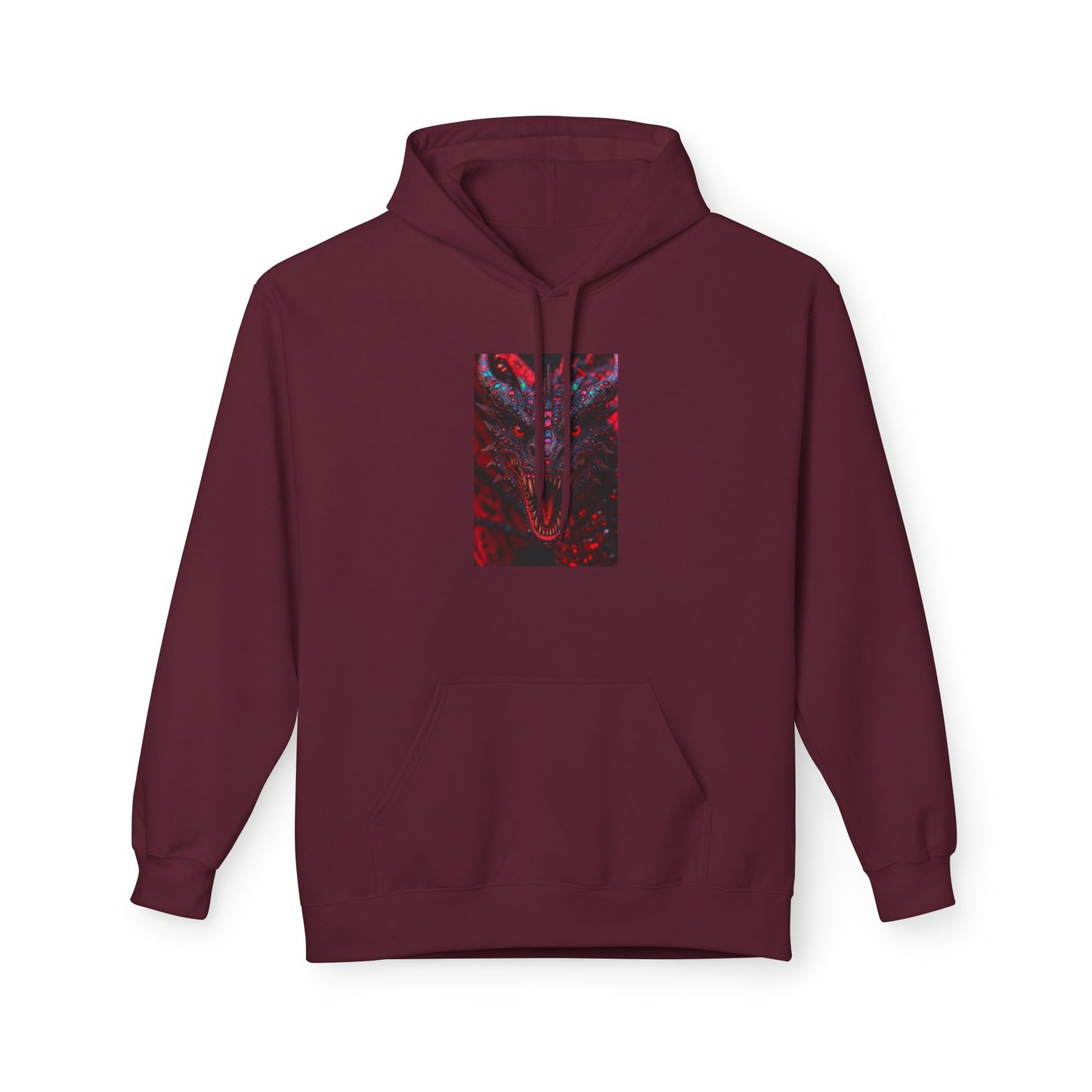 Abstract Red Dragon Marble Hoodie — Minimal Center Art Pullover