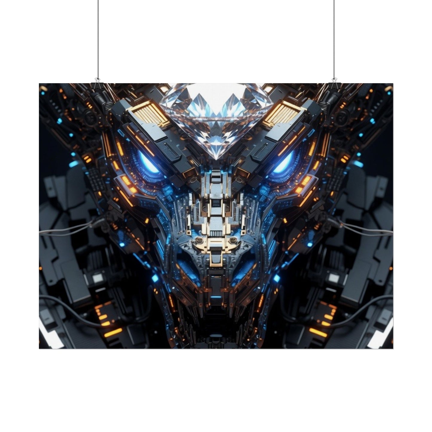Futuristic Mech Dragon Poster – Cybernetic Robot Art Print