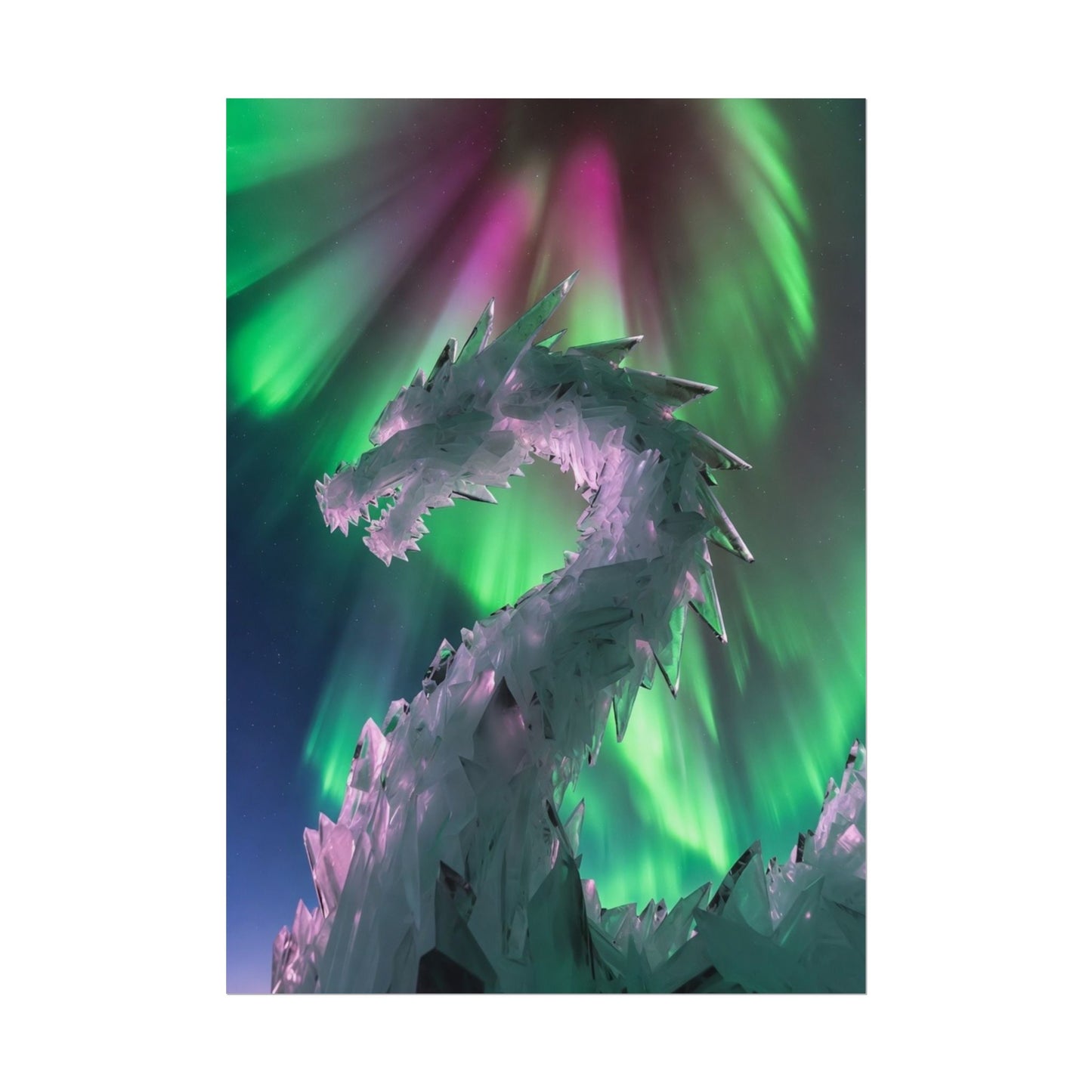 Aurora Ice Dragon Poster — Fantasy Wall Art Rolled Poster