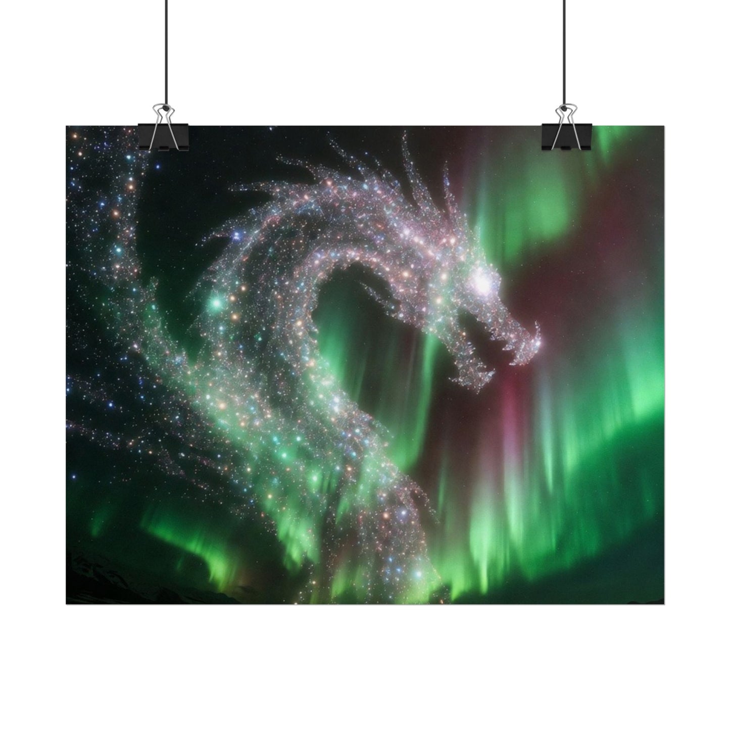 Aurora Dragon Poster — Northern Lights Fantasy Art Print