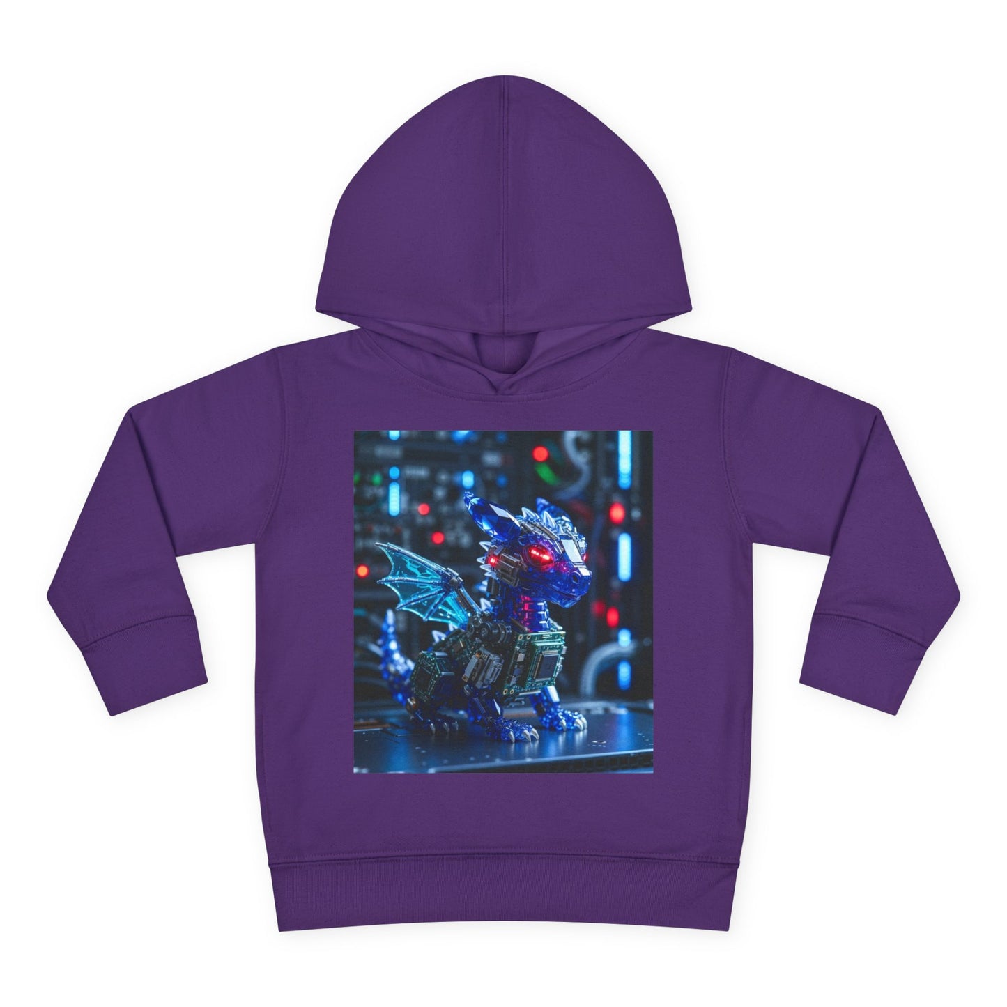 Toddler Hoodie — Neon Robot Dragon Pullover for Kids