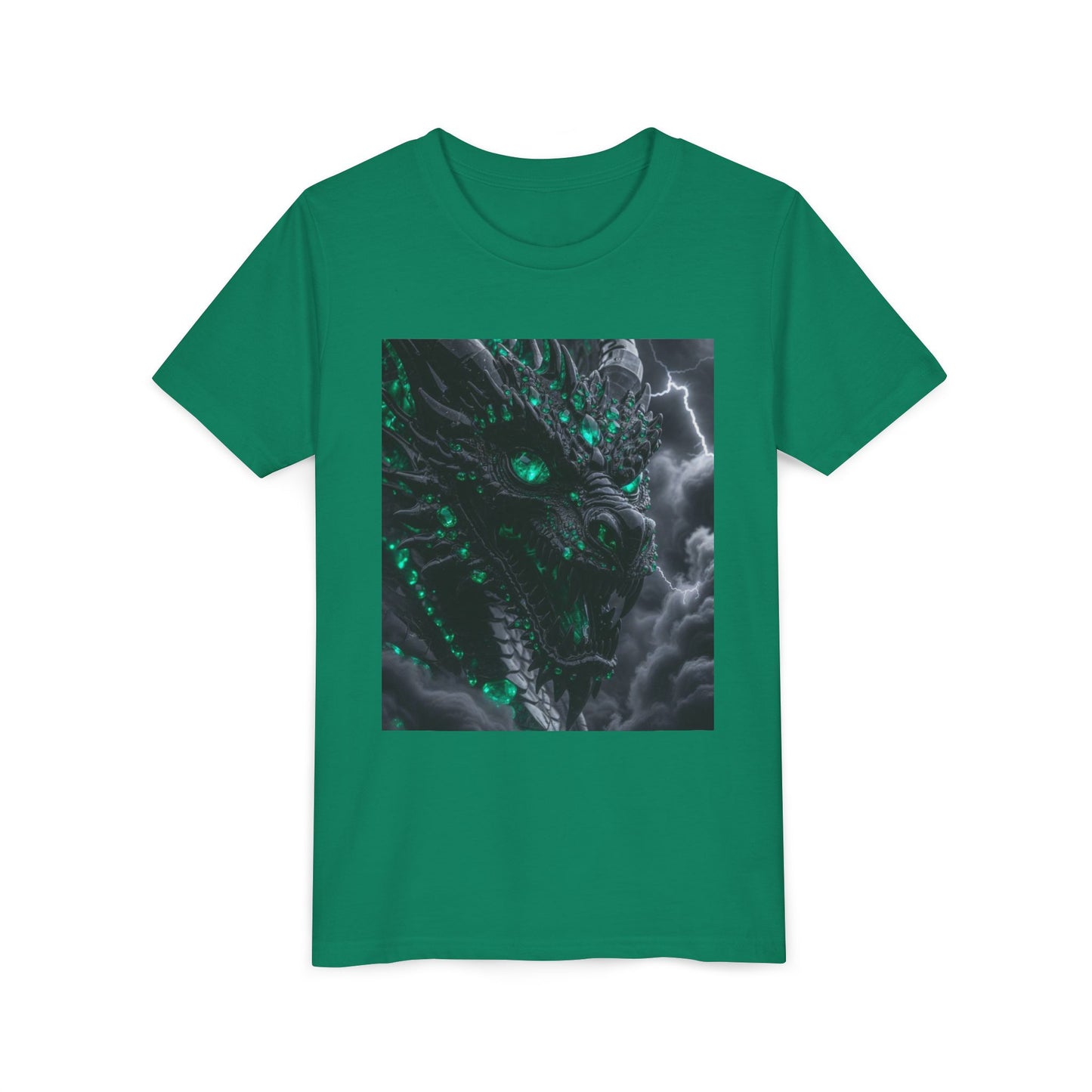 A Top selling Dragon Storm Youth Tee — Neon Green Dragon Illustration Graphic T-Shirt